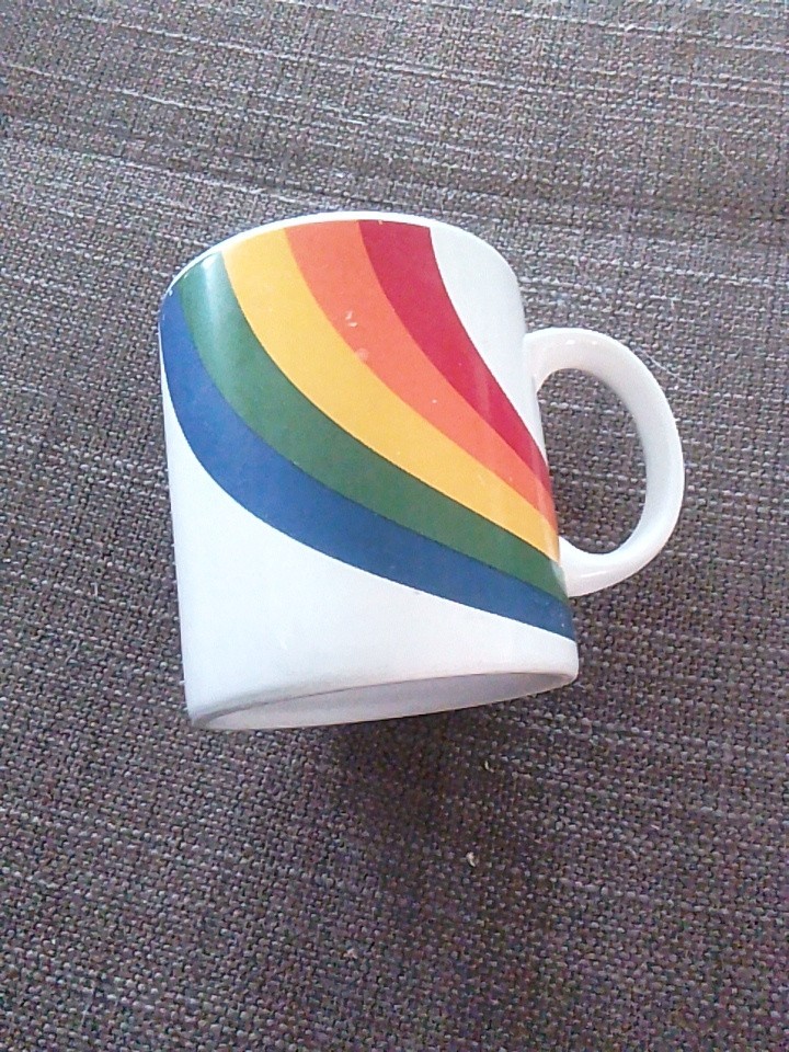 Vtg 1984 FTD Rainbow Pride Coffee Cup Mug Made In Korea Collectible 80s KidCore Vtg 1984 FTD Rainbow Pride Coffee Cup Mug Made In Korea Collectible 80s KidCore