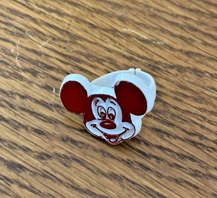 Vintage 1960's Disney Mickey Mouse Plastic Ring Adjustable