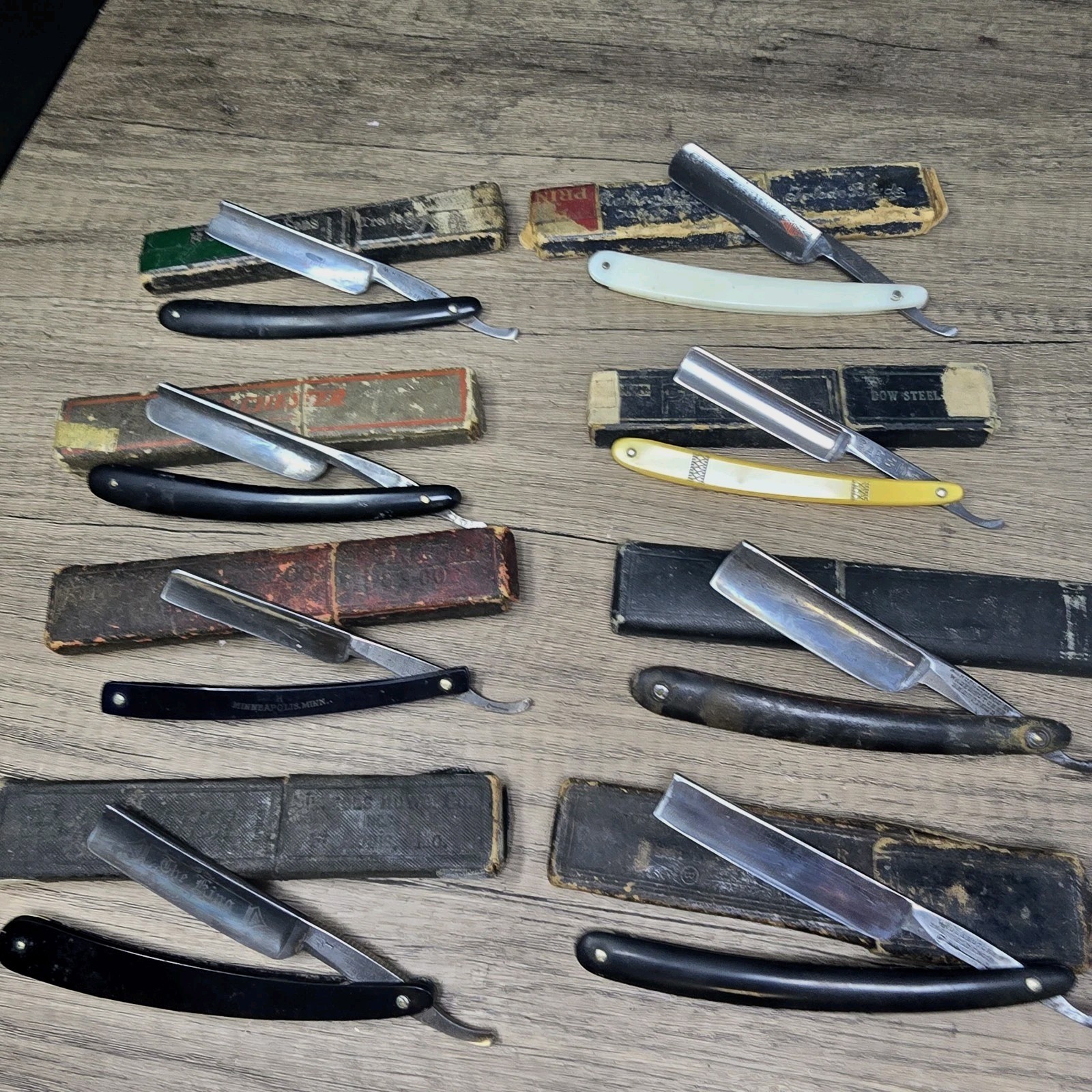 24 Vtg Straight Razor Lot Wade & Butcher H Boker  Sweden Spokane Wa $10.40/Each