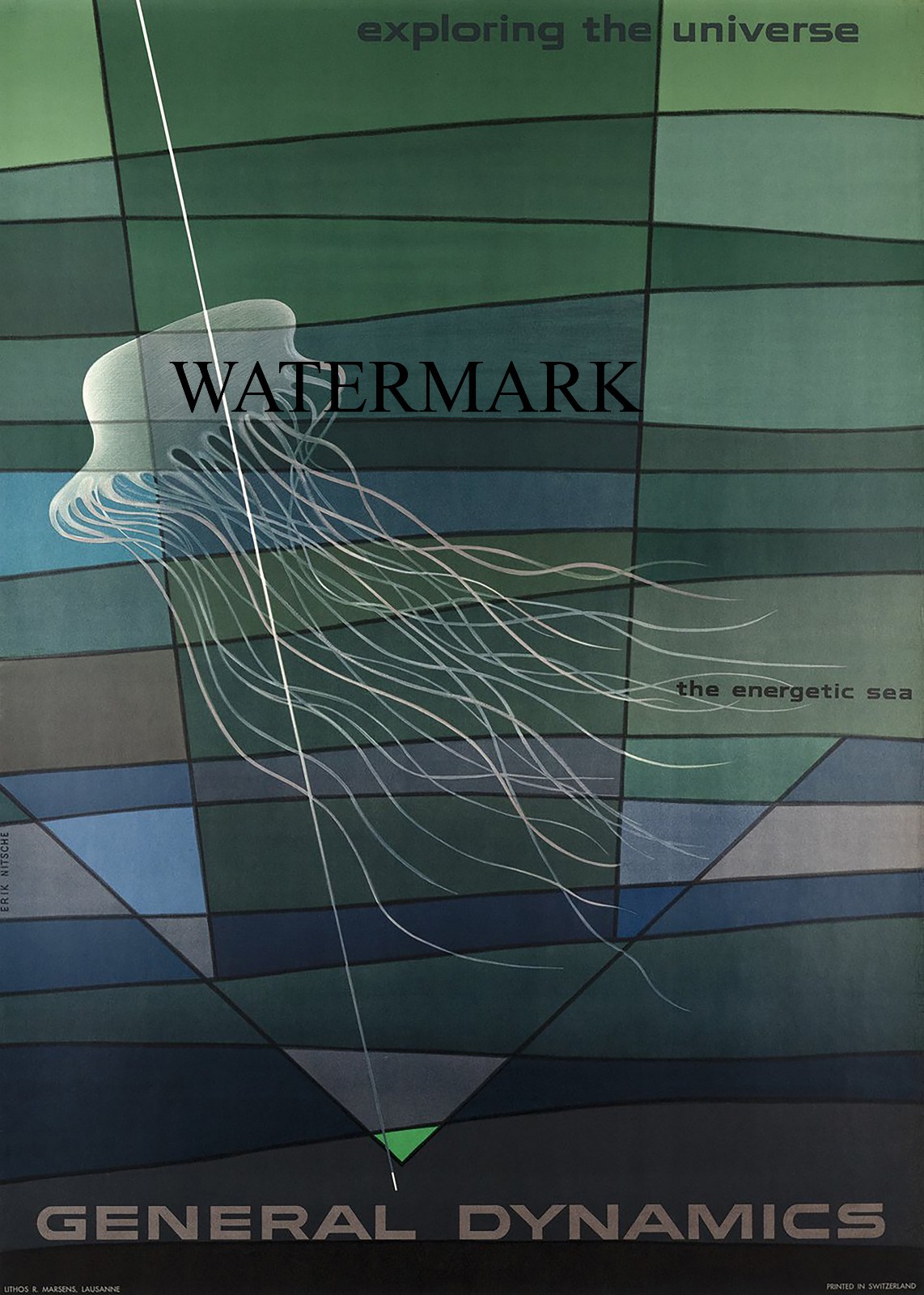 Erik Nitsche - 1958 General Dynamics Poster Universe - Energetic Sea 24x34 REPRO