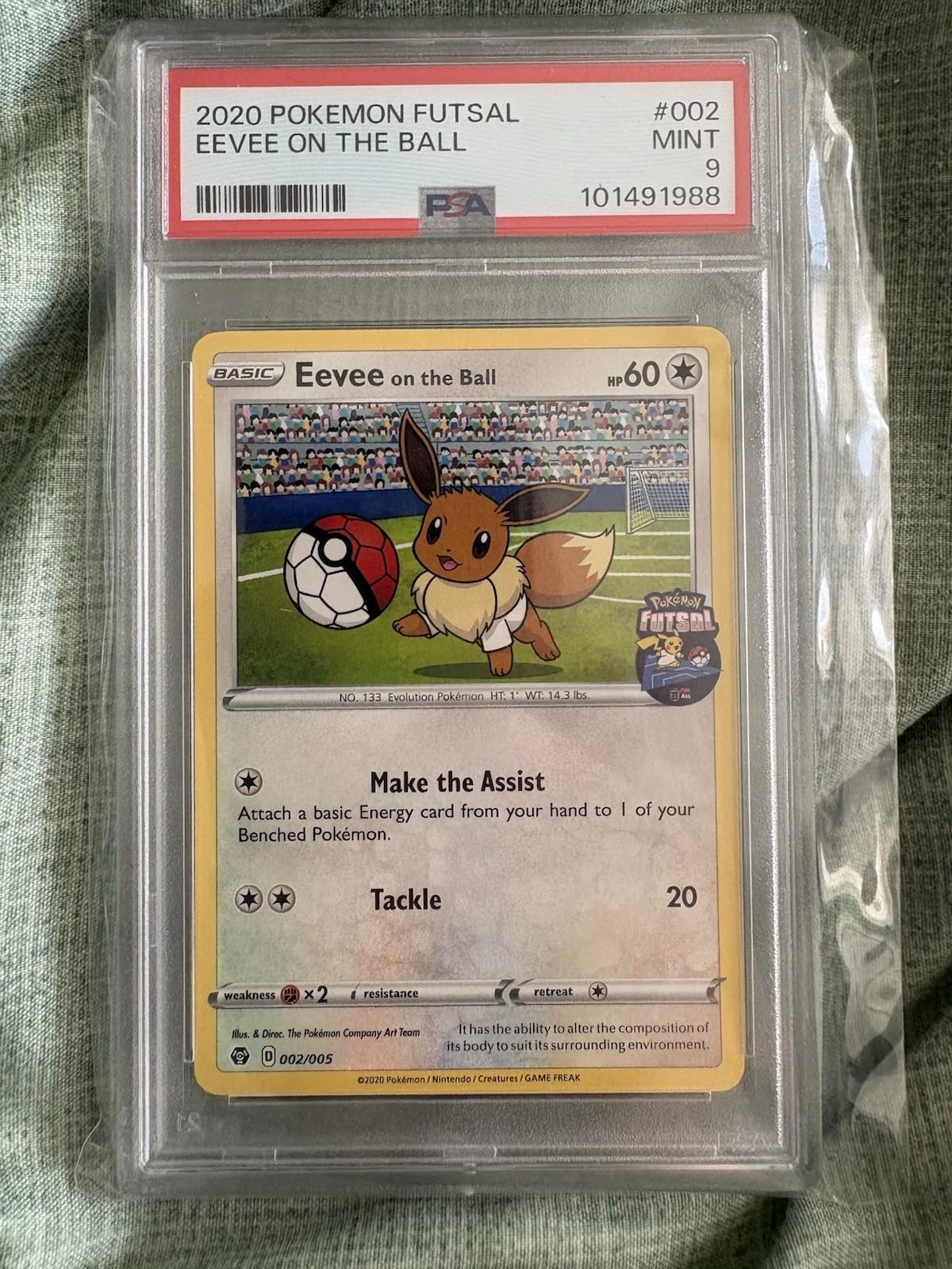 PSA 9 Mint Eevee on the Ball #002 Pokemon Futsal Promo 2020 England FA