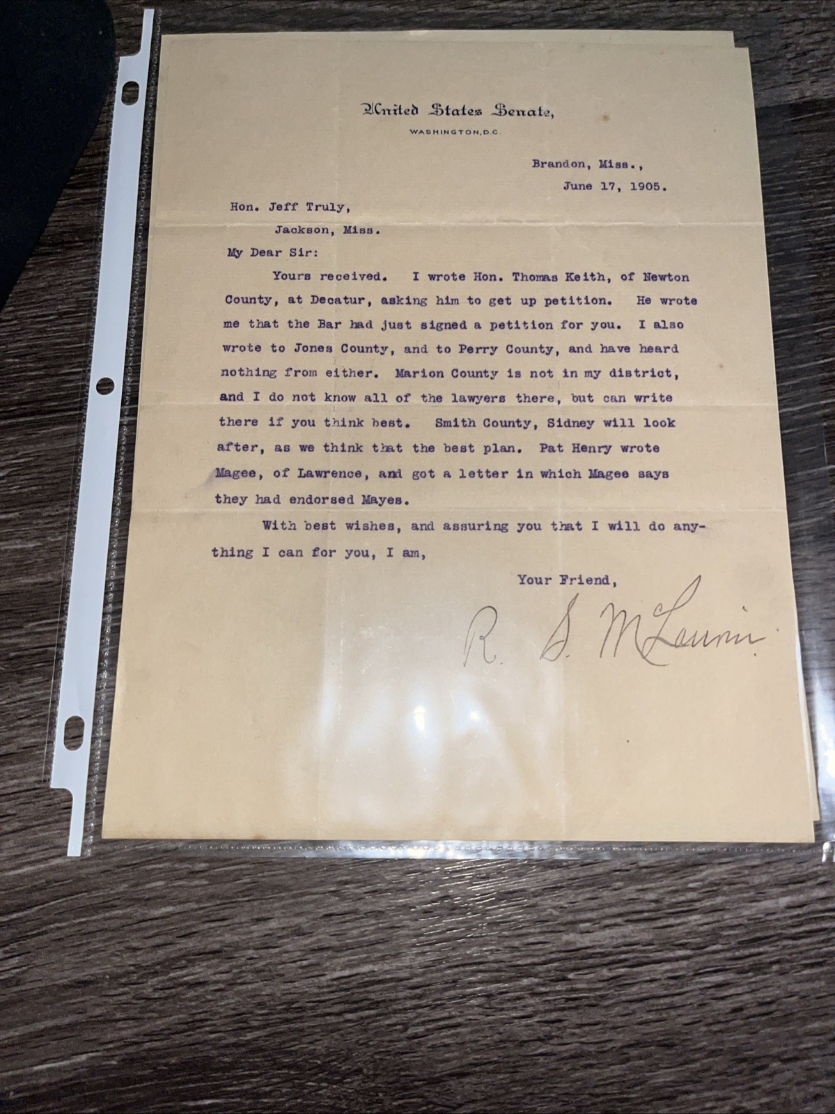 Rare 1904-1906 Mississippi Political Archive: Judge Jeff Truly Campaign Lot