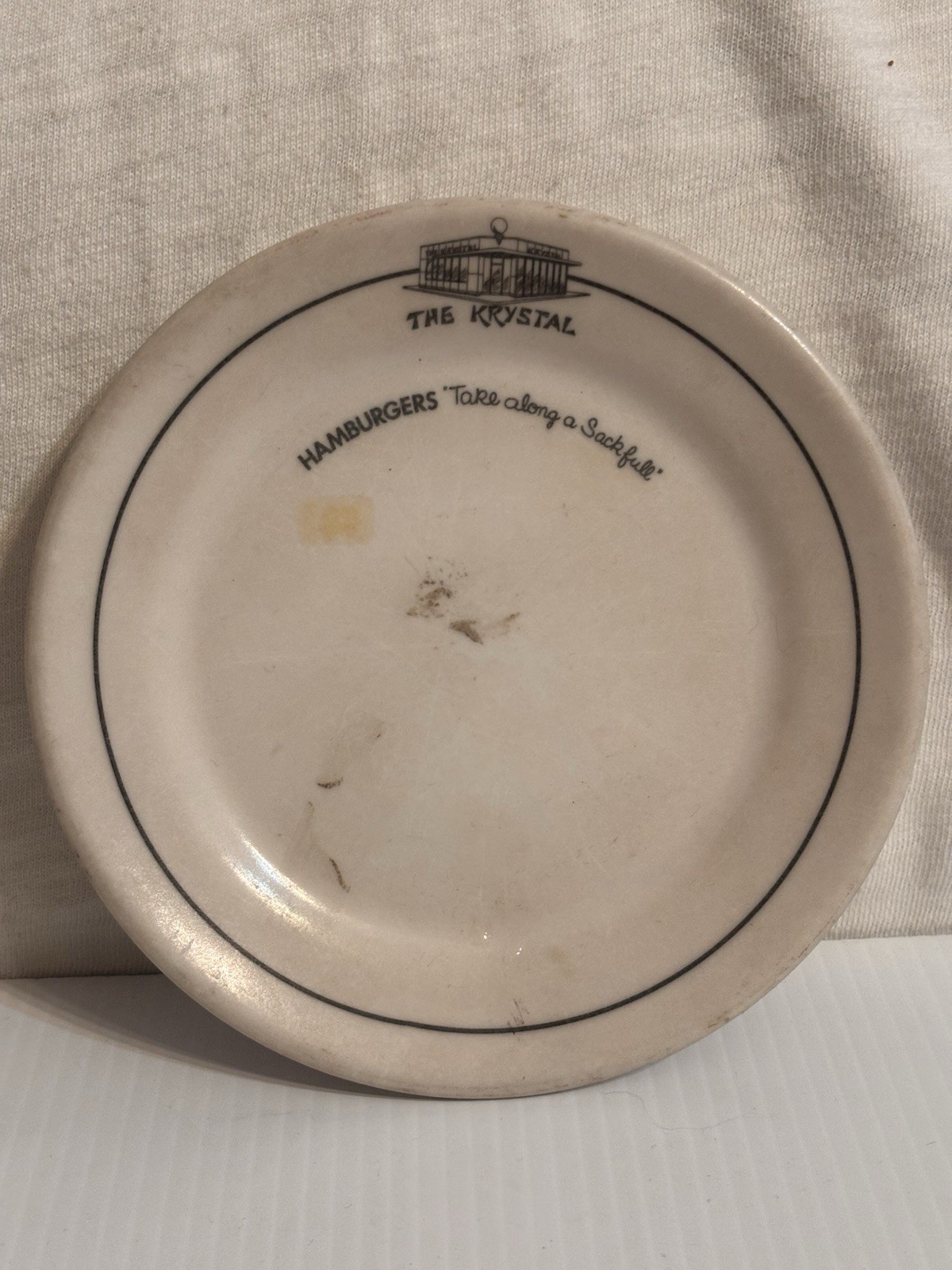 Original 1950\'s Vintage Krystal Hamburgers Advertising Arrowhead Melmac Plate Original 1950\'s Vintage Krystal Hamburgers Advertising Arrowhead Melmac Plate