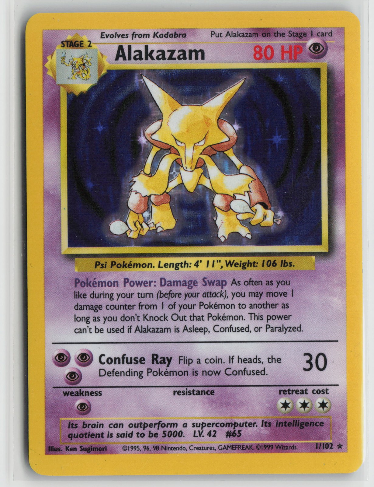 Alakazam Holo Rare Base Set 001/102 LP