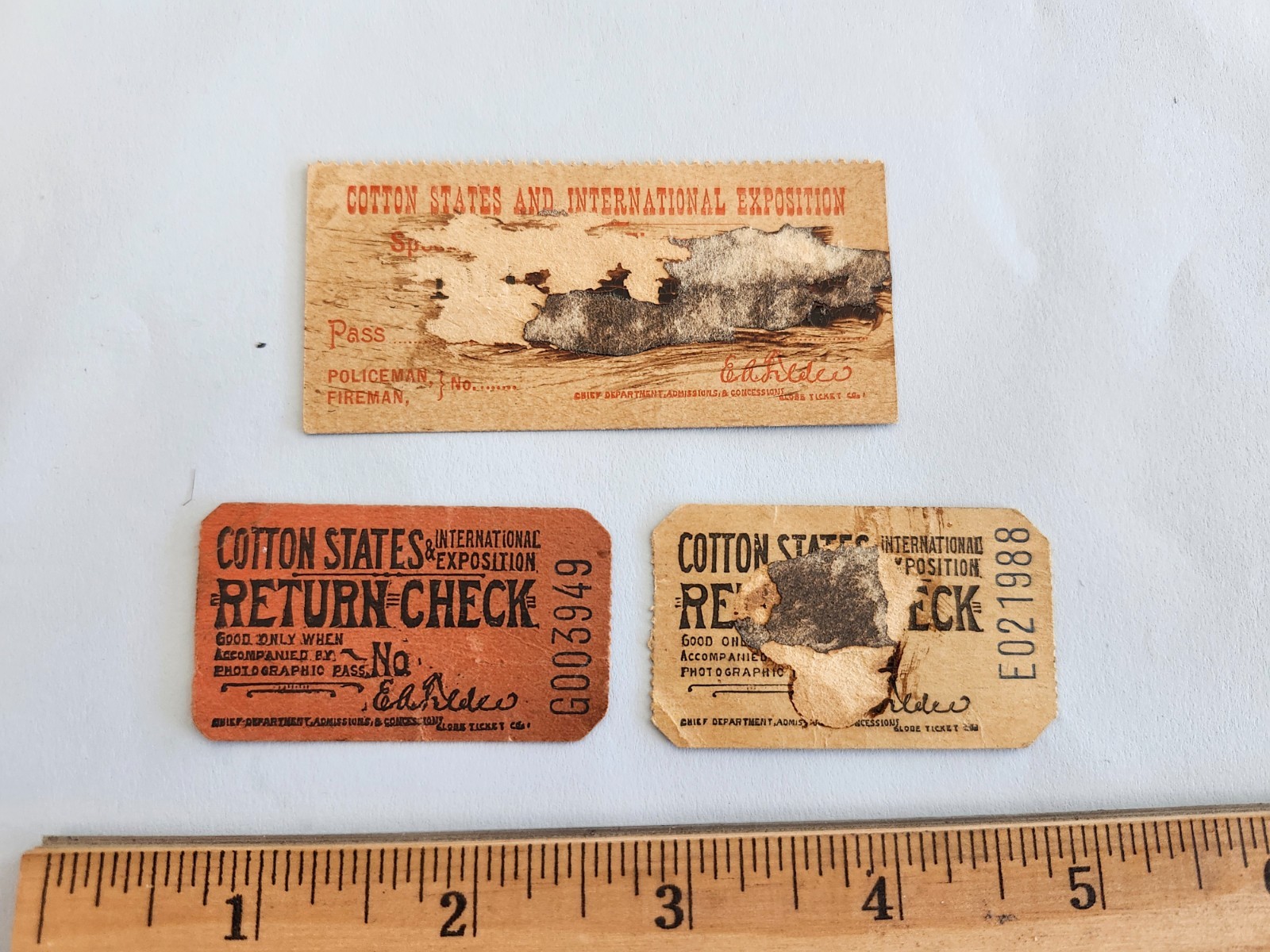 3 1895 Atlanta Georgia Cotton States & International Exposition Tickets 3 1895 Atlanta Georgia Cotton States & International Exposition Tickets