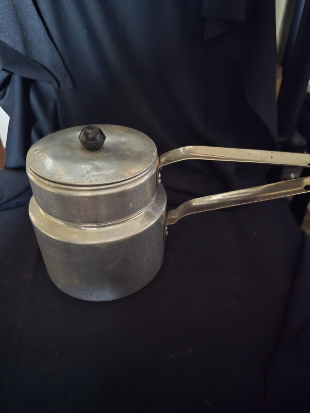 Vintage Wear-Ever 2433 Silver Aluminum Double Boiler Pan With Handles & Lid Vintage Wear-Ever 2433 Silver Aluminum Double Boiler Pan With Handles & Lid