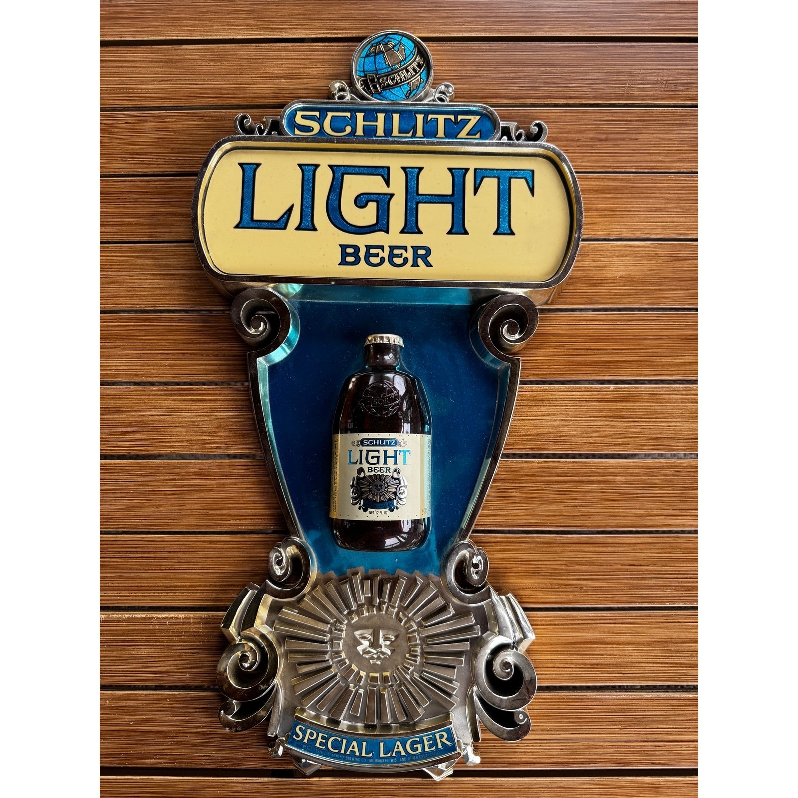 Vintage 1976 Schlitz Light Special Lager Beer Bottle Sign – Bar Decor