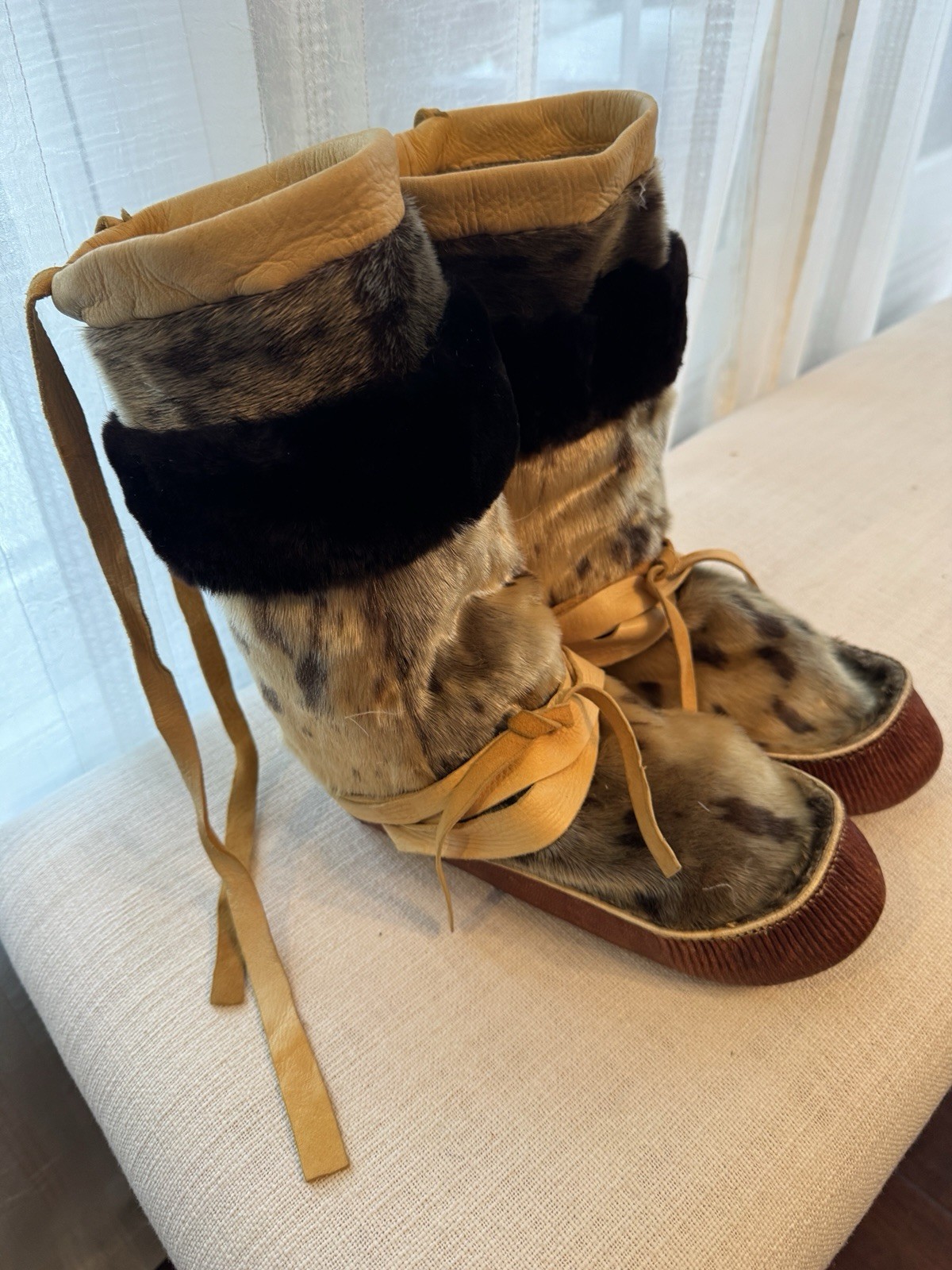 Vintage Handmade Native American Mukluks approx 10inch