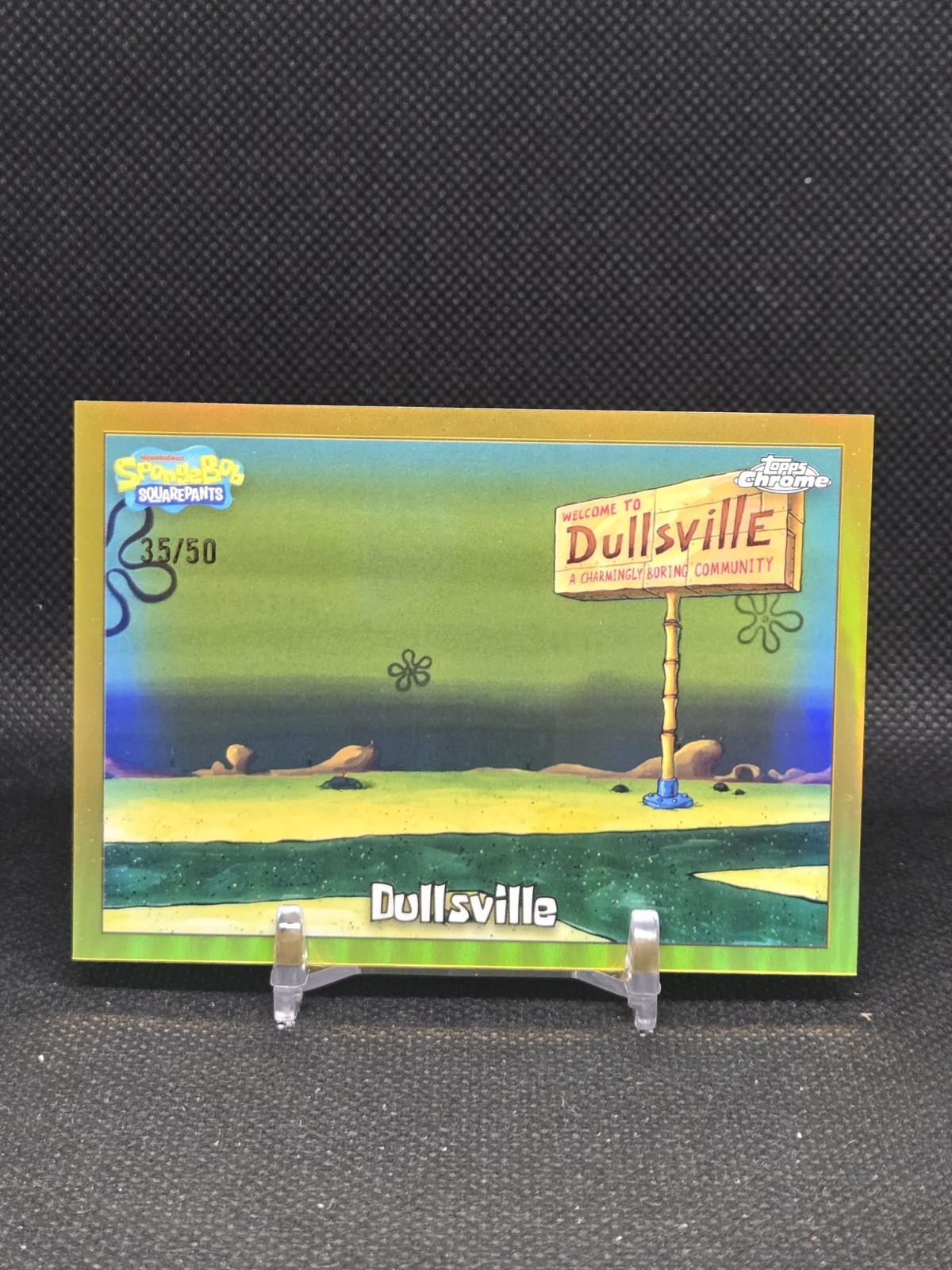 2025 Topps Chrome SpongeBob SquarePants #110 Dullsville Gold /50 2025 Topps Chrome SpongeBob SquarePants #110 Dullsville Gold /50