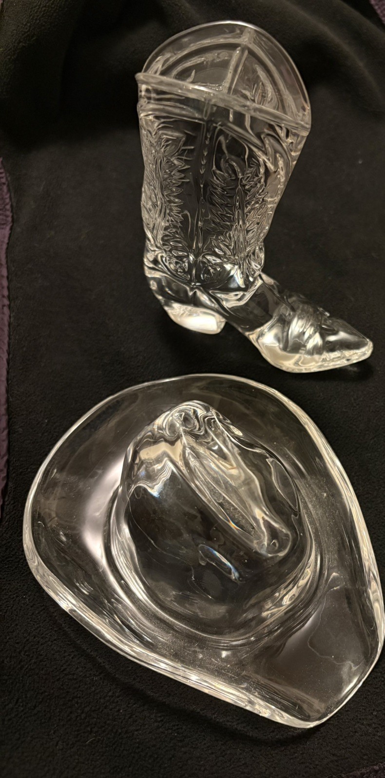 Vintage RALPH LAUREN Crystal Cowboy Hat & Western Boot~Paperweight Set