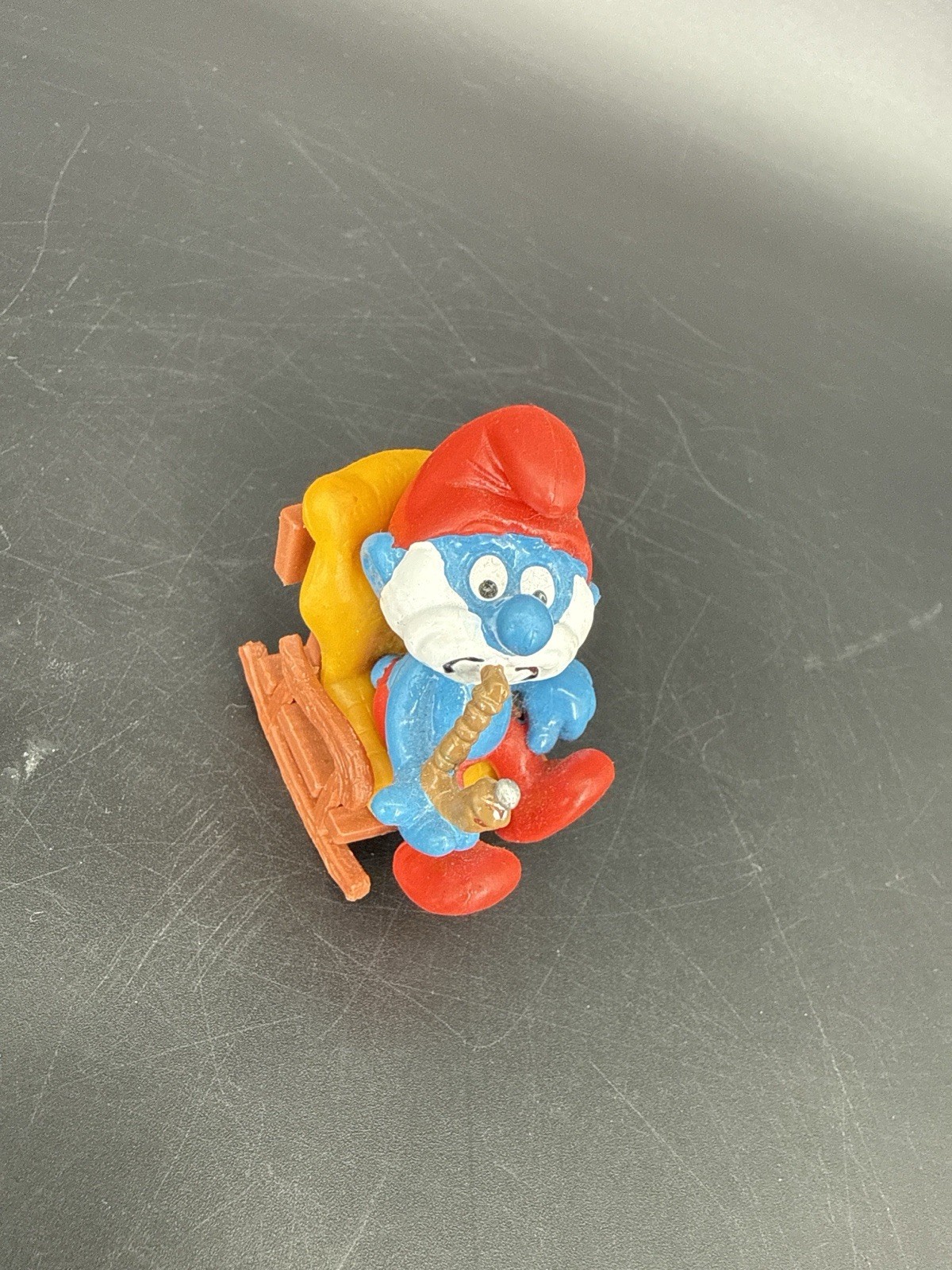 1983 Schleich Papa Smurf in Rocking Chair Set Vintage Peyo Figure Germany