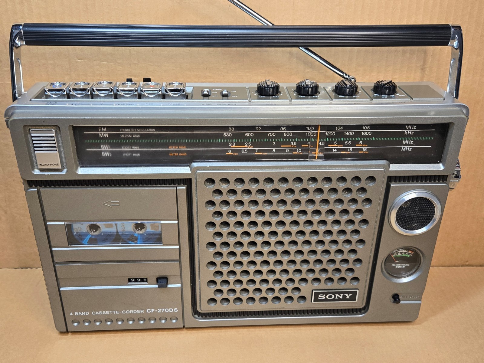 Sony CF-270DS Vintage Portable Boombox Cassette AM/FM Super Clean - For Repair