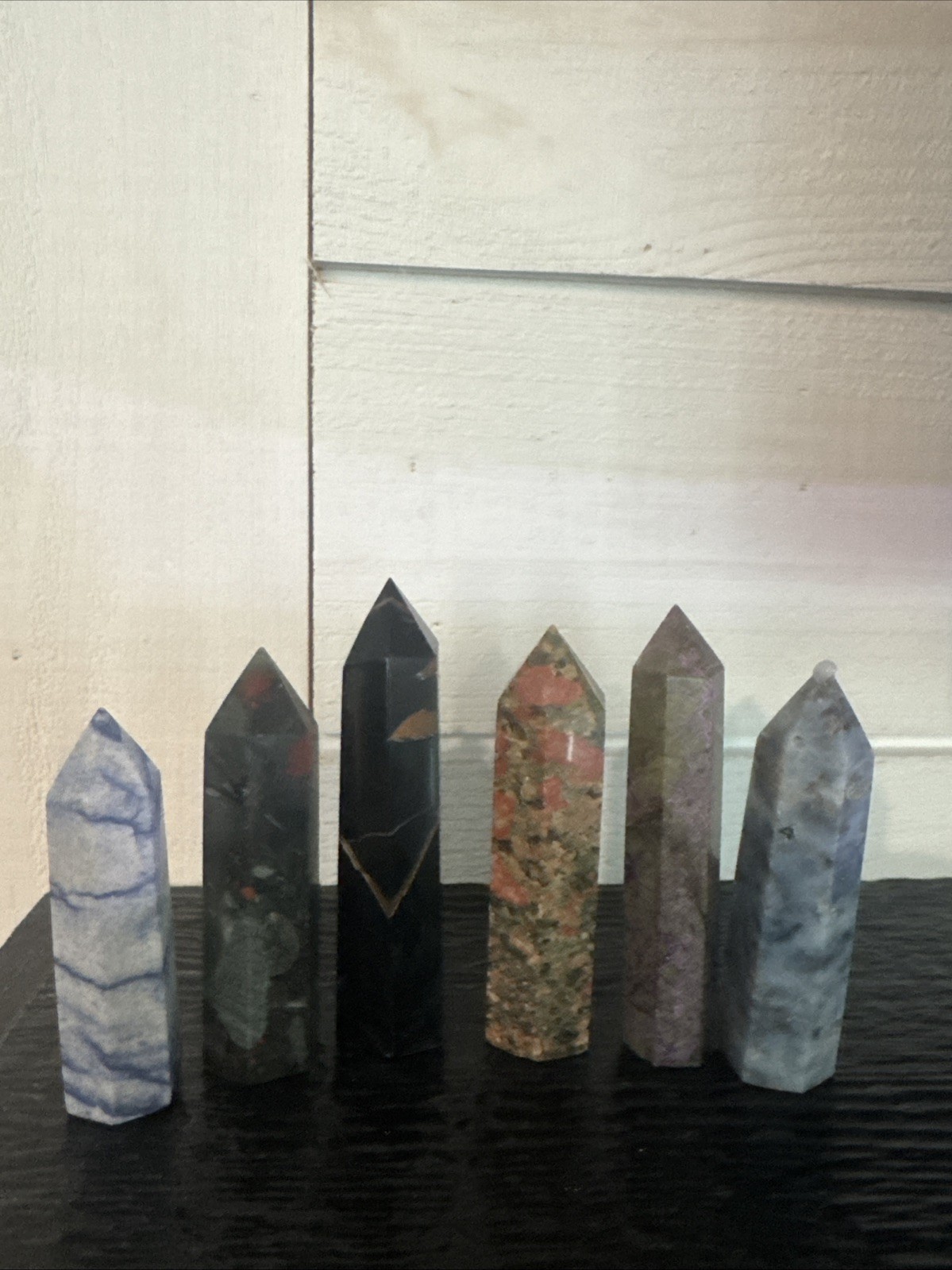 Crystal Tower Six Piece Set Varied Materials 3”-4”