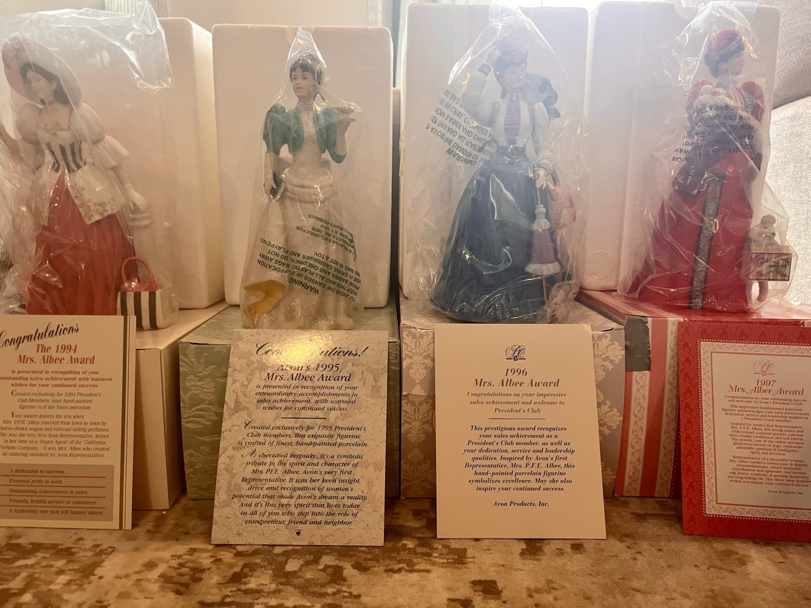 Avon Mrs. Albee Award Figurines 1998-2014 Mint In Box Avon Mrs. Albee Award Figurines 1998-2014 Mint In Box