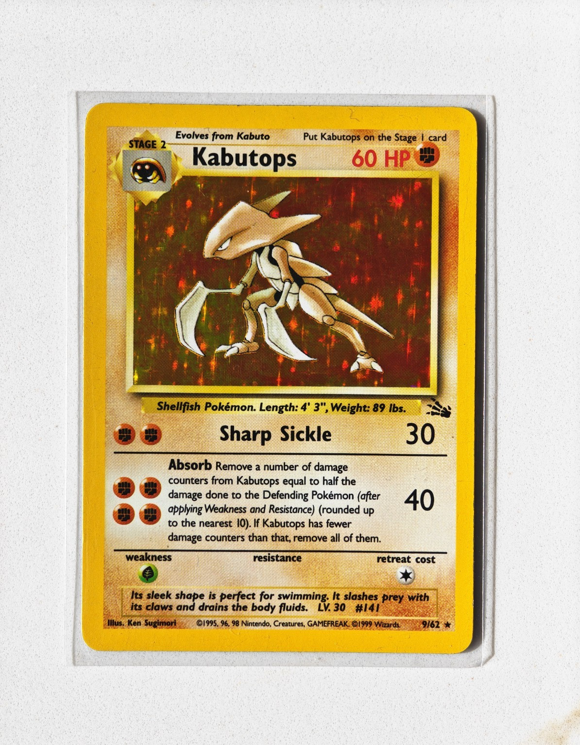 Pokemon Kabutops 9/62 Holo Rare Unlimited Fossil