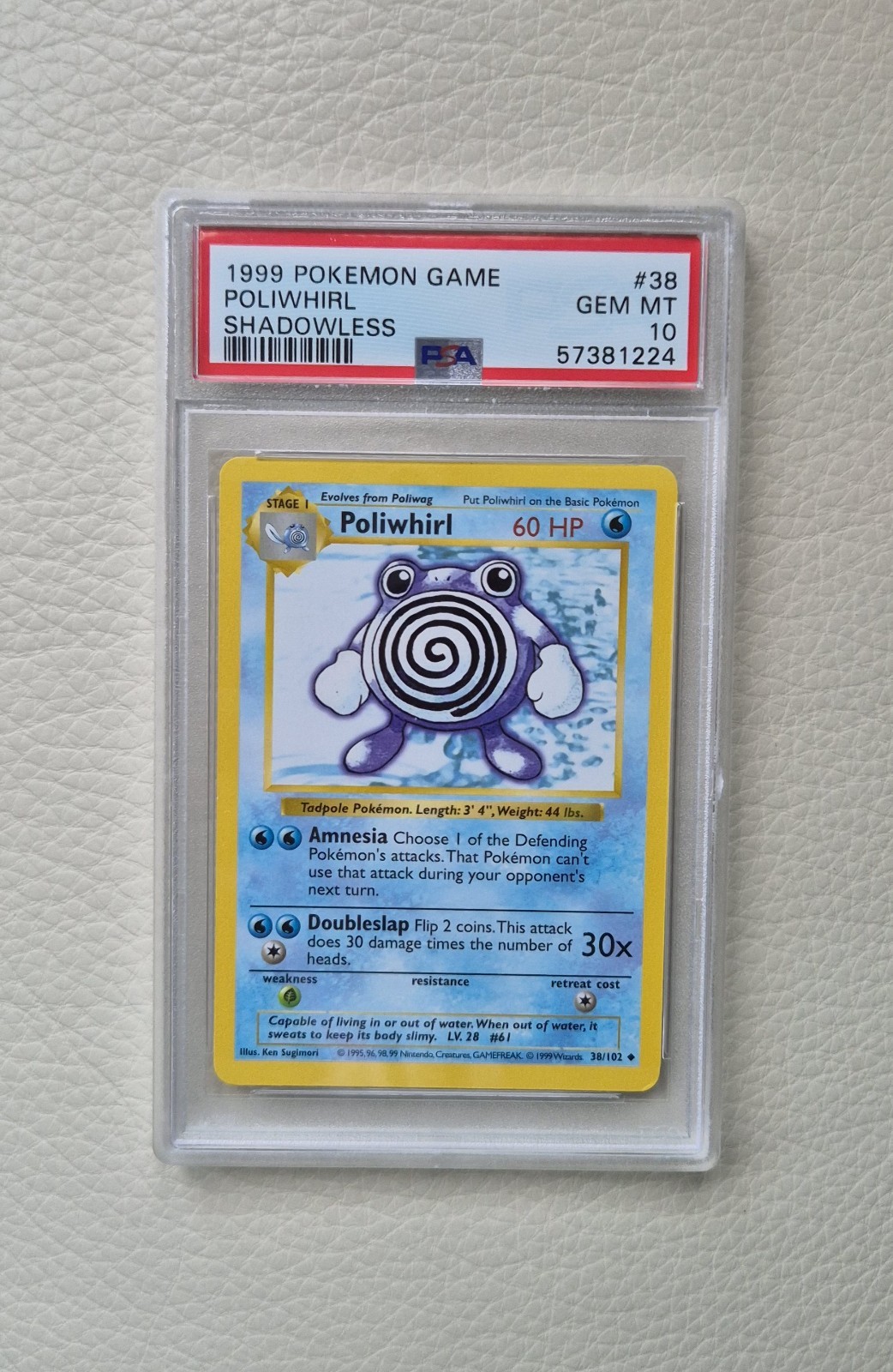 Poliwhirl - Shadowless - PSA 10 - Base Set - Pokemon - 1999 #38/102 WOTC Poliwhirl - Shadowless - PSA 10 - Base Set - Pokemon - 1999 #38/102 WOTC