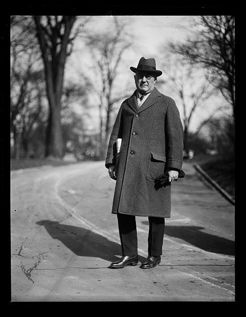 Photo:1924 Man in Overcoat Hat Park Road Winter Portrait