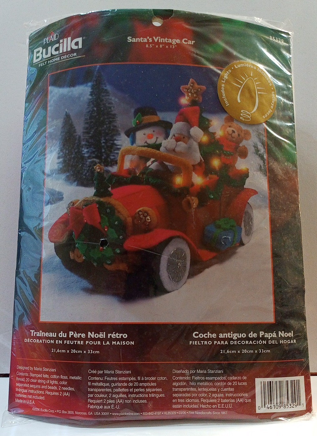 2006 BUCILLA SANTA'S VINTAGE CAR FELT DECOR KIT NEW - LIGHTS UP - FANTASTIC 2006 BUCILLA SANTA'S VINTAGE CAR FELT DECOR KIT NEW - LIGHTS UP - FANTASTIC