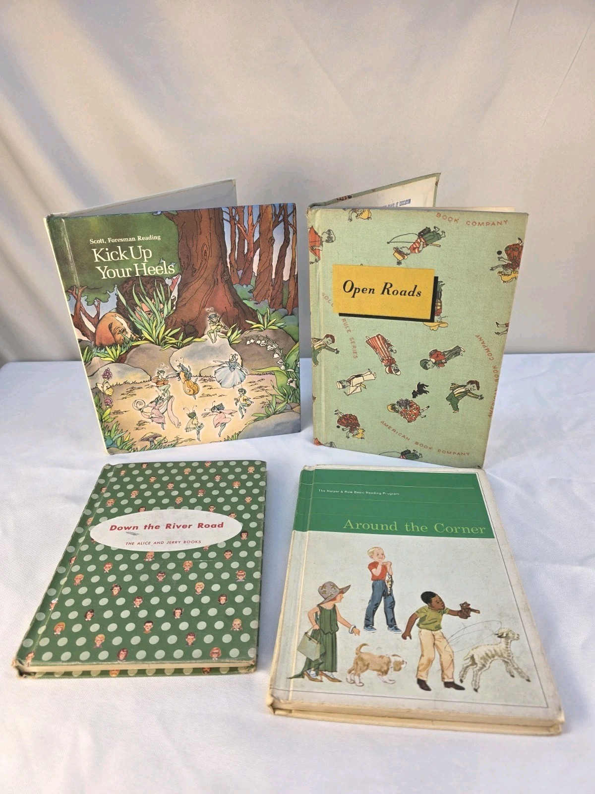 Vintage School Reading Books Lot Of 4- 1960\'s-80s Down The River Road, Open Road