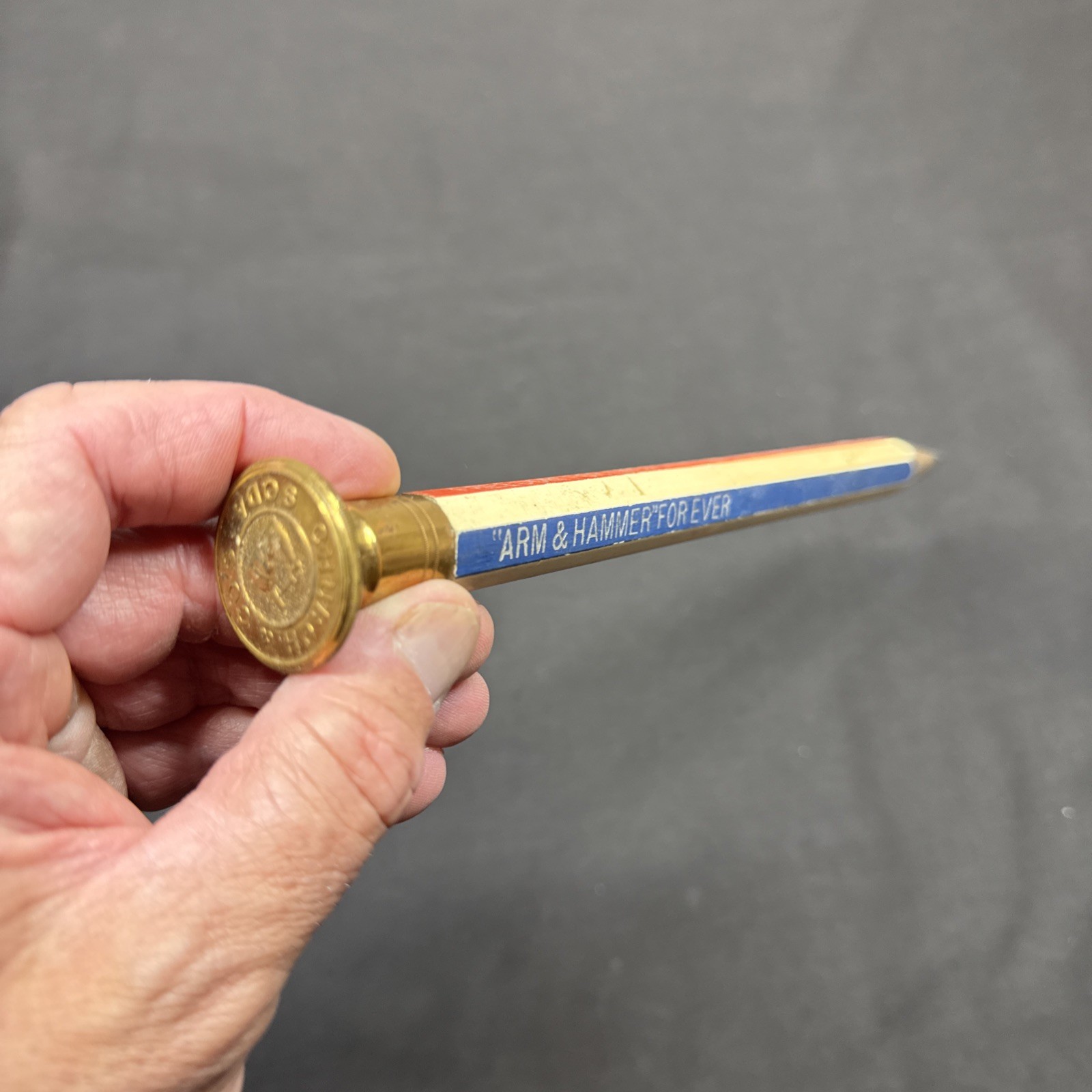 Rare Oversized Advertisement Arm &  Hammer Baking Soda Wooden Pencil