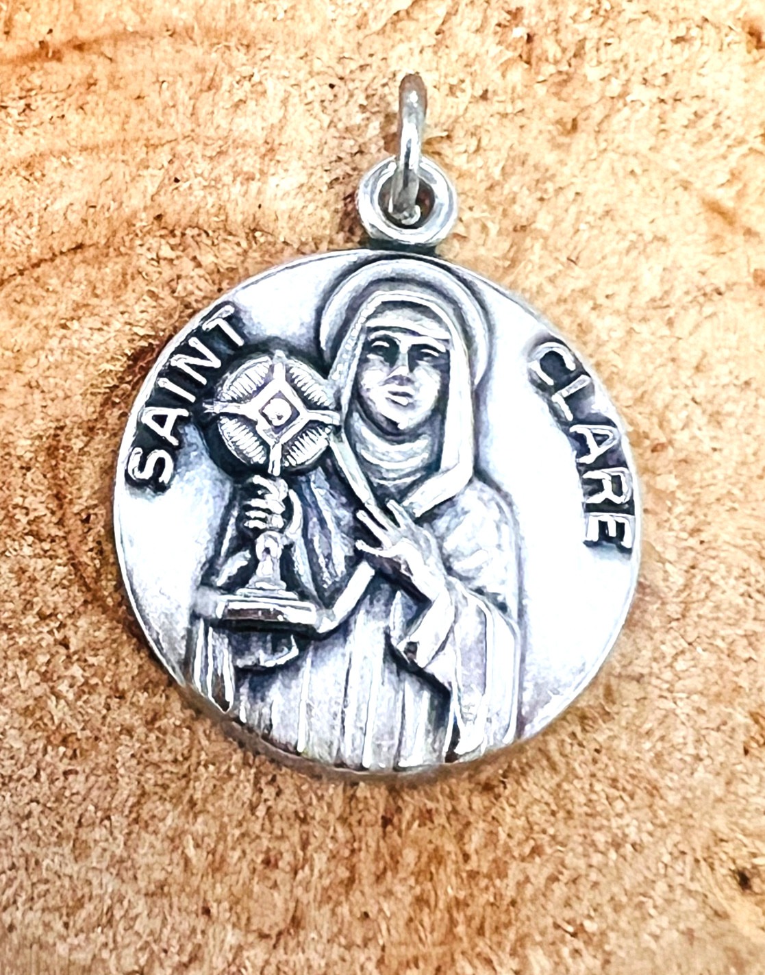 Vintage JCC Sterling Silver Saint Clare Medal Catholic Religious Charm Pendant Vintage JCC Sterling Silver Saint Clare Medal Catholic Religious Charm Pendant