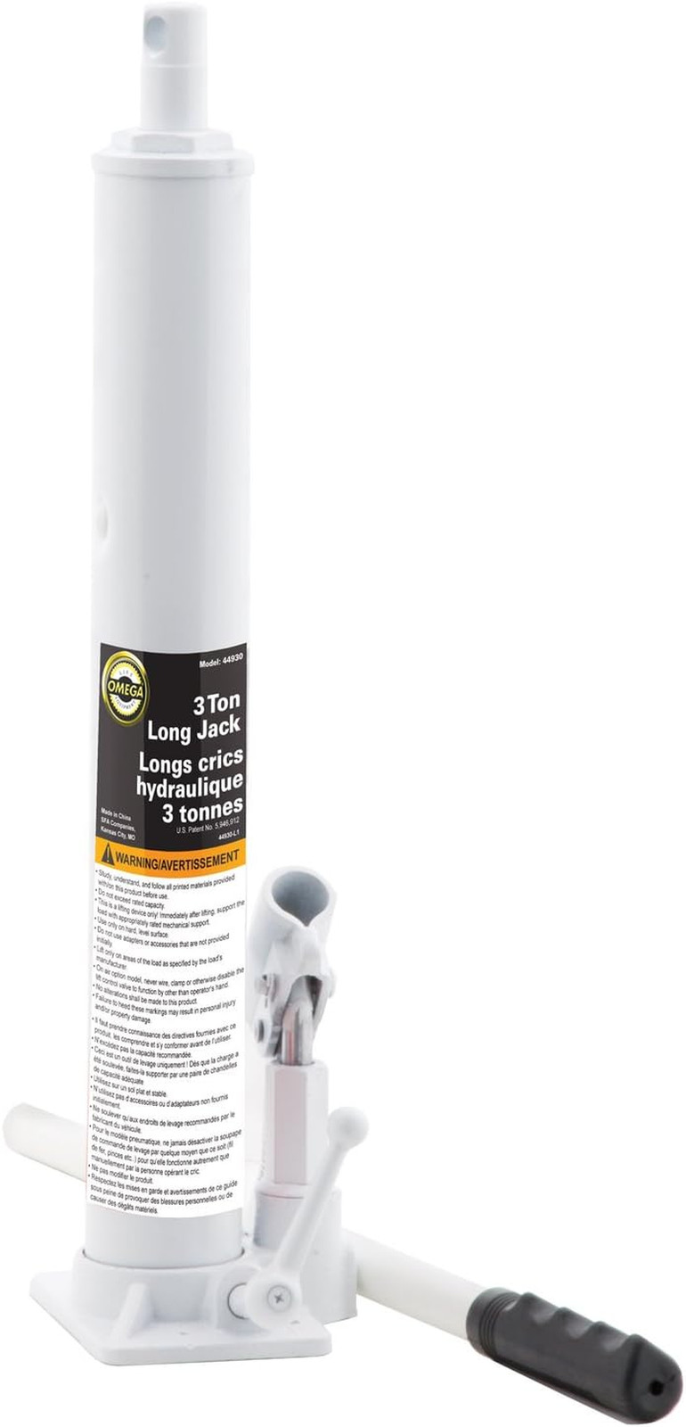 Omega 44930 Black Crane Jack - 3 Ton Capacity