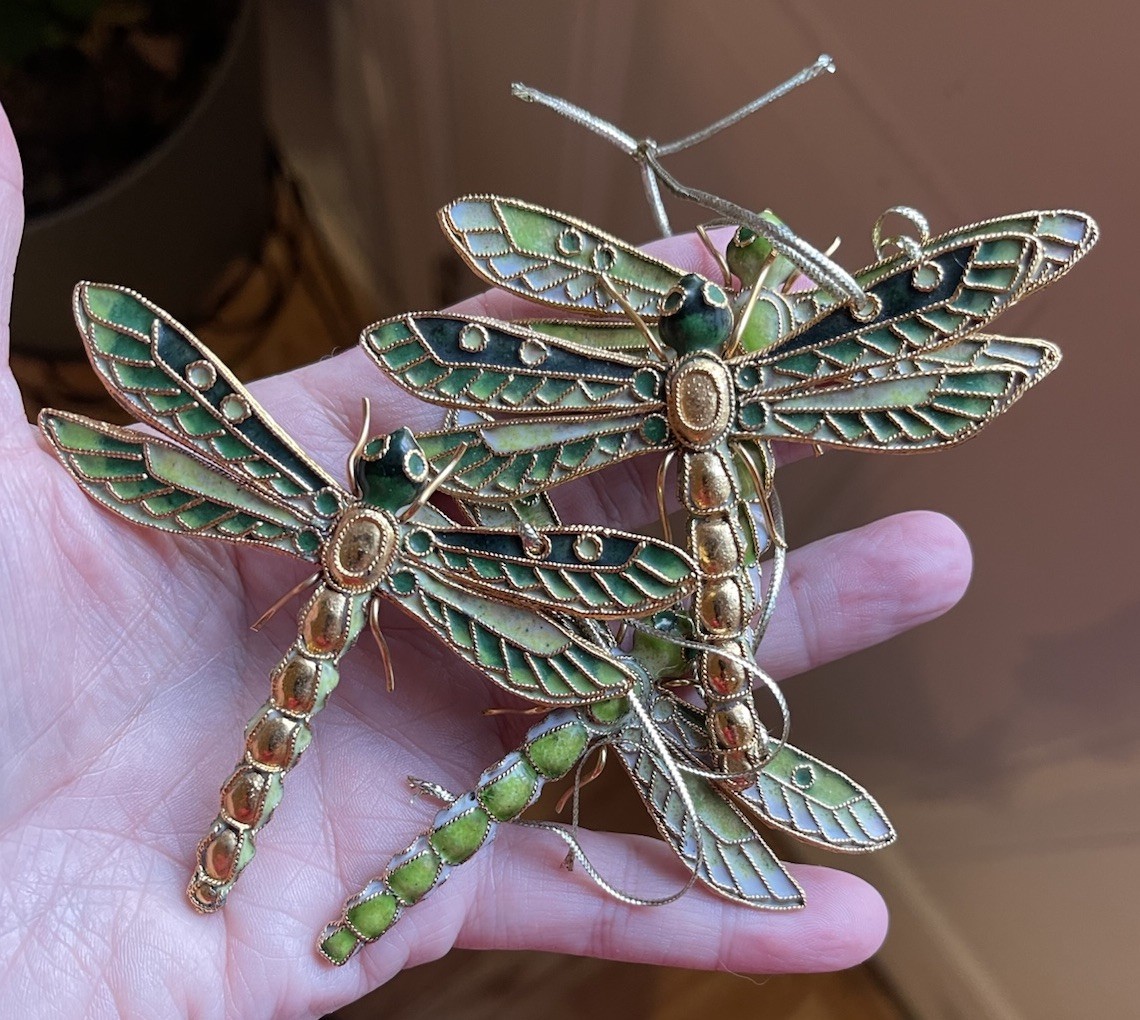 VTG Enamel cloisonné NYCO Nicki Yassaman Bug Ornaments, 4 Dragonflies Ornaments VTG Enamel cloisonné NYCO Nicki Yassaman Bug Ornaments, 4 Dragonflies Ornaments