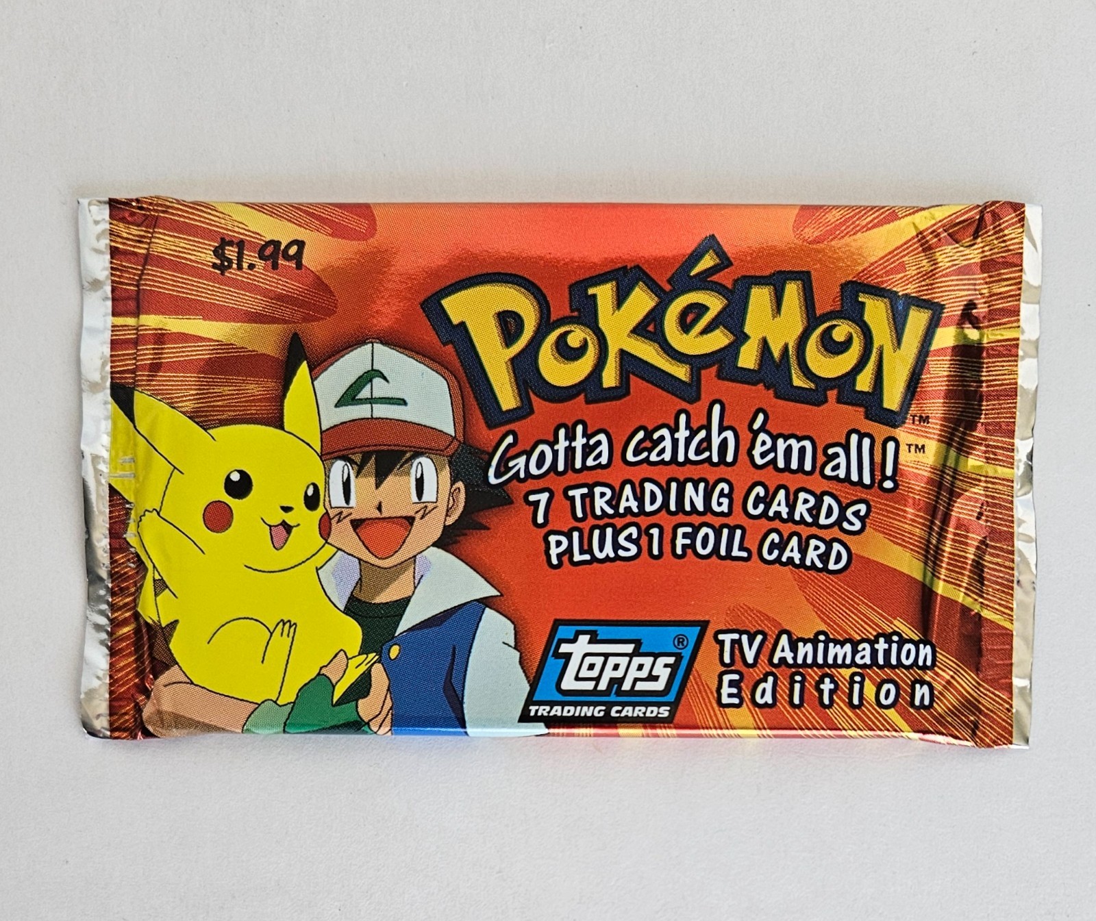 NEW 1999 Topps Pokémon TV Animation Series 1 Pack 7 Trading & 1 Foil Card