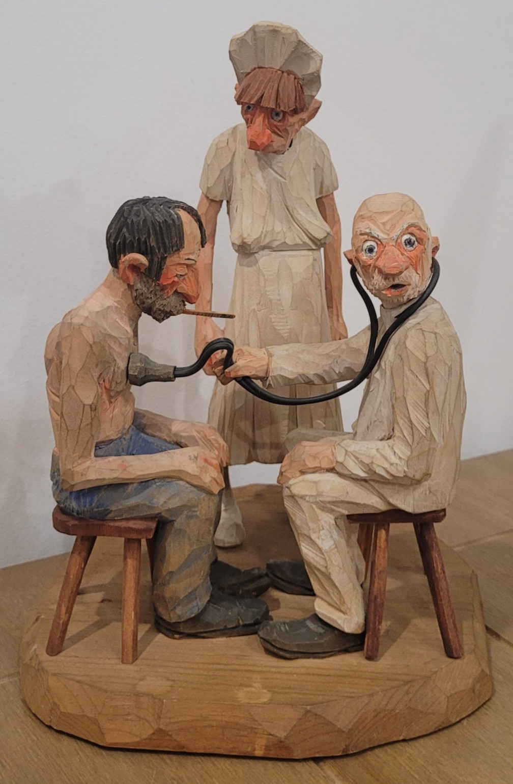 Vintage Andy Anderson Hand Carved Doctor Scene Figurine HTF Signed