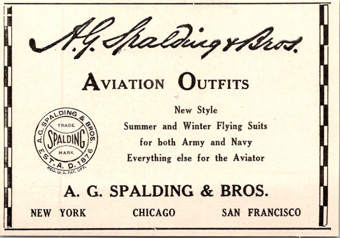 AG Spalding & Bros Est 1876 Aviation Outfits San Francisco 1923 Clipping TAK4-9 AG Spalding & Bros Est 1876 Aviation Outfits San Francisco 1923 Clipping TAK4-9