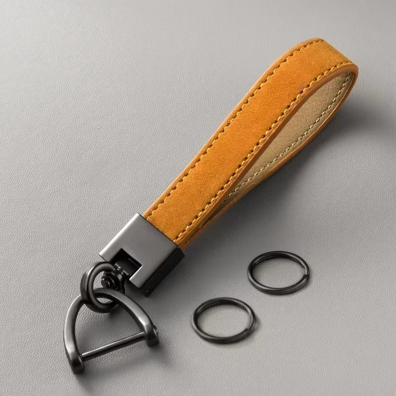 Luxury Genuine Leather Keychain for Men – Car Key Ring Buckle Holder Gift