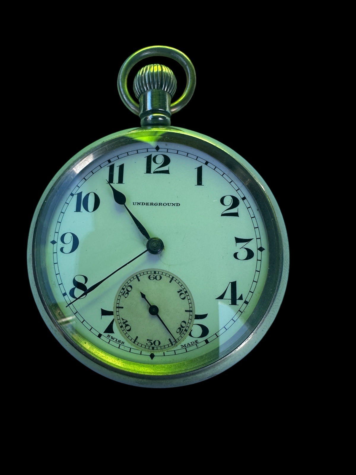Vintage Omega London Underground Pocket Watch Dennison Case - working Condition