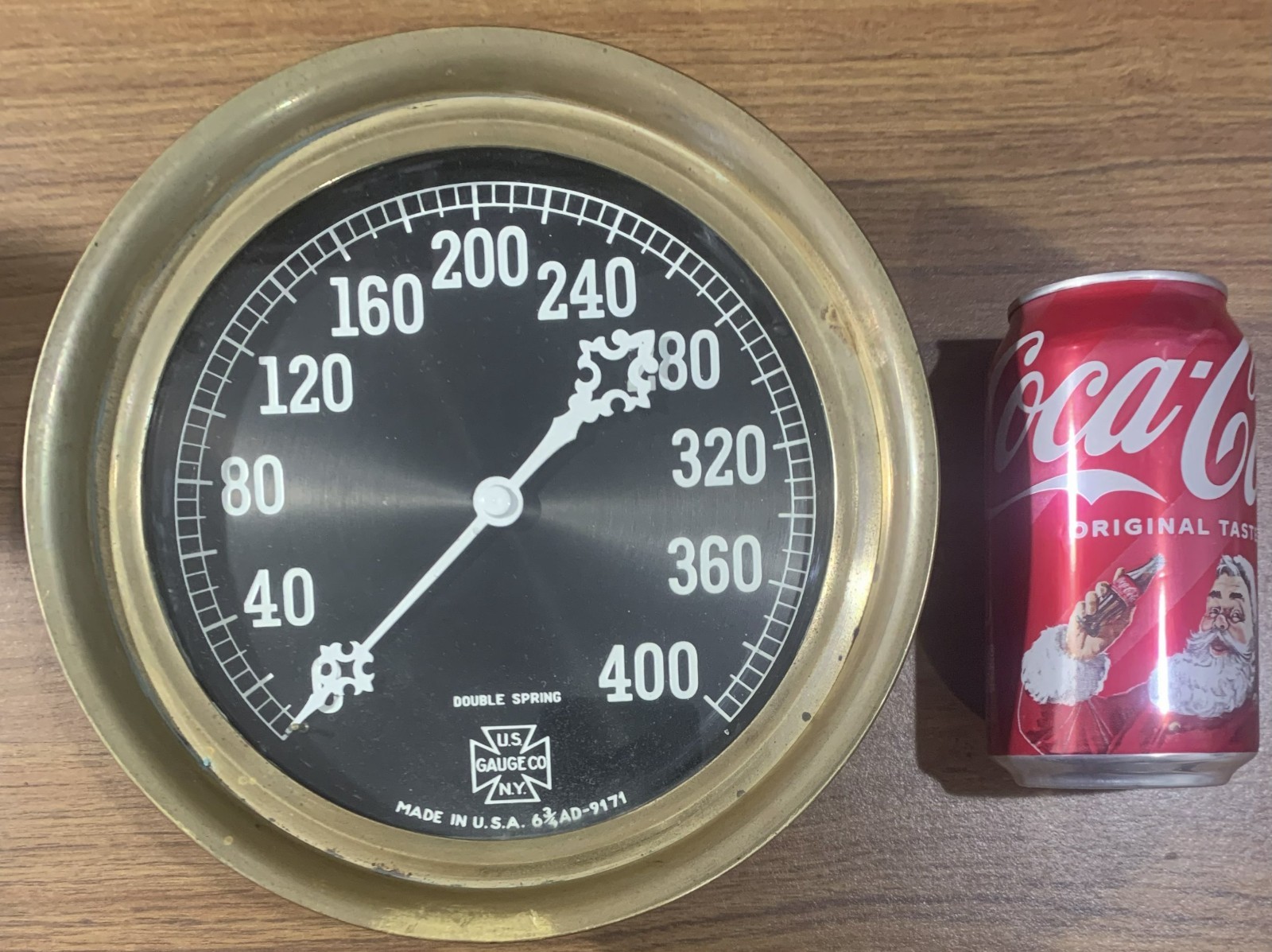 Vintage U.S. GAUGE CO. Pressure Gauge 6 3/4AD-9171  Working c1910s-1920s   READ