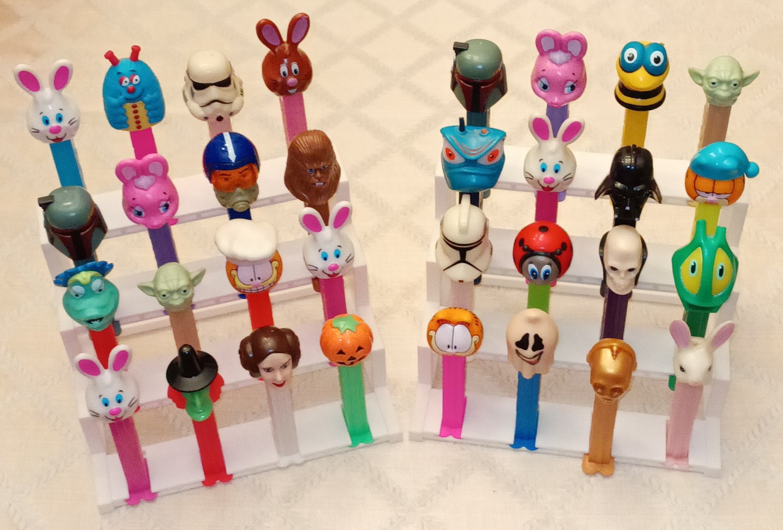 Two 4 Teir PEZ Display Stands Table/Wall Mount (Dispensers Not Included) Hold 32 Two 4 Teir PEZ Display Stands Table/Wall Mount (Dispensers Not Included) Hold 32