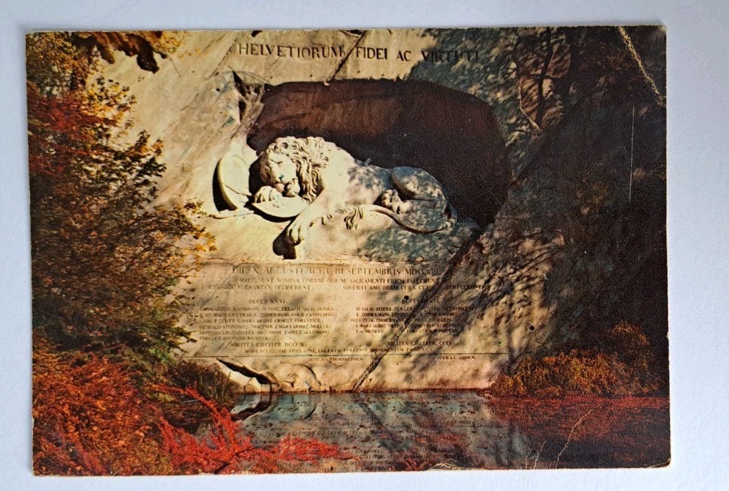 Postcard Switzerland Lucerne Lion\'s Monument Posted