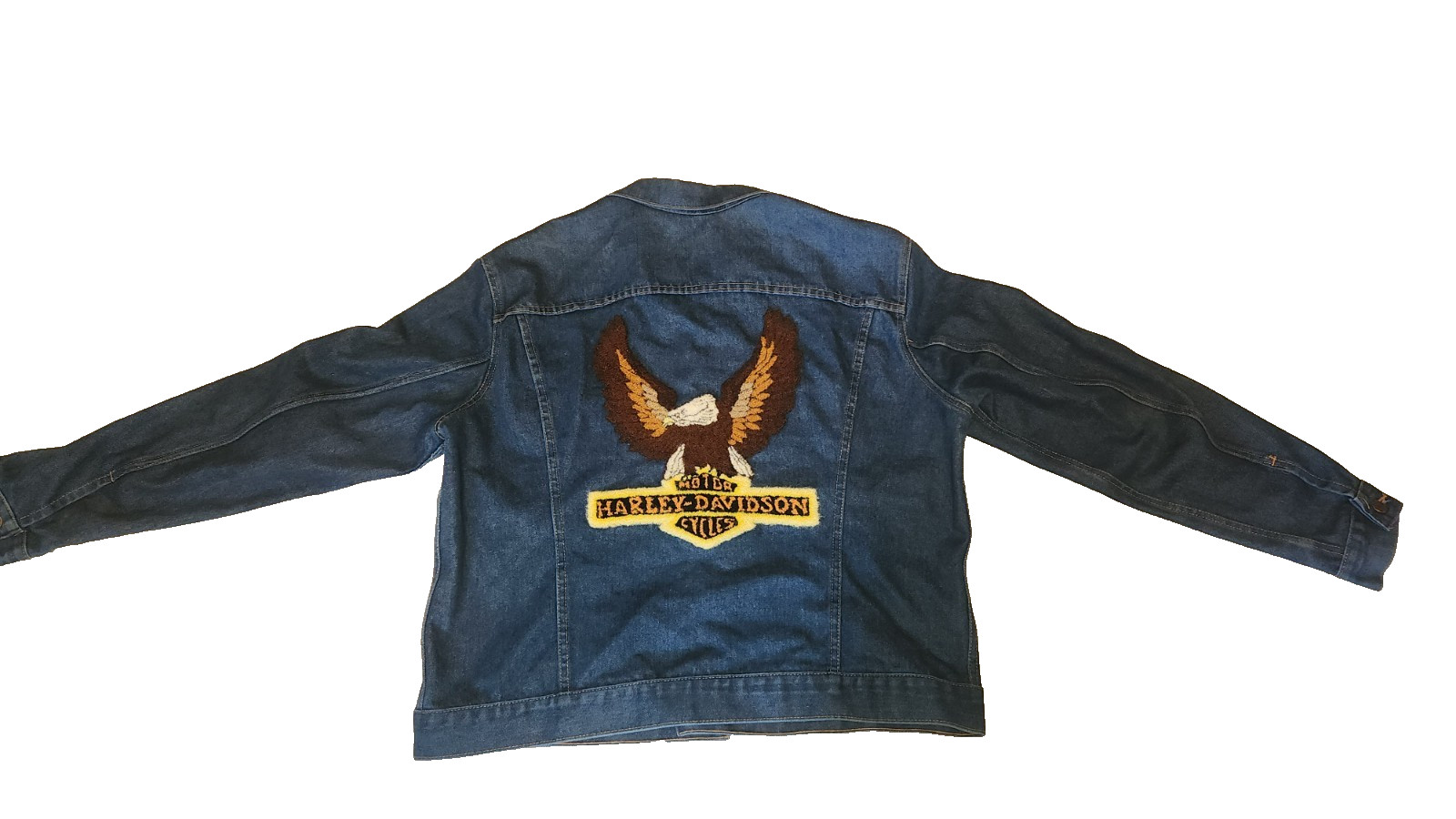 Vtg 70's-80's Denim Jacket MOTOR HARLEY DAVIDSON CYCLES embroidered sz 48 BIGMAC Vtg 70's-80's Denim Jacket MOTOR HARLEY DAVIDSON CYCLES embroidered sz 48 BIGMAC