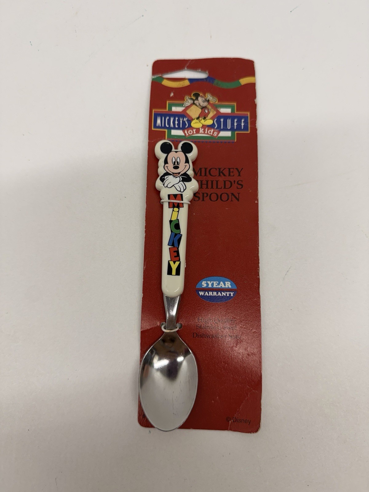 Vintage 1990s Disney Mickey Mouse Child’s Spoon Mickey’s Stuff for Kids NEW