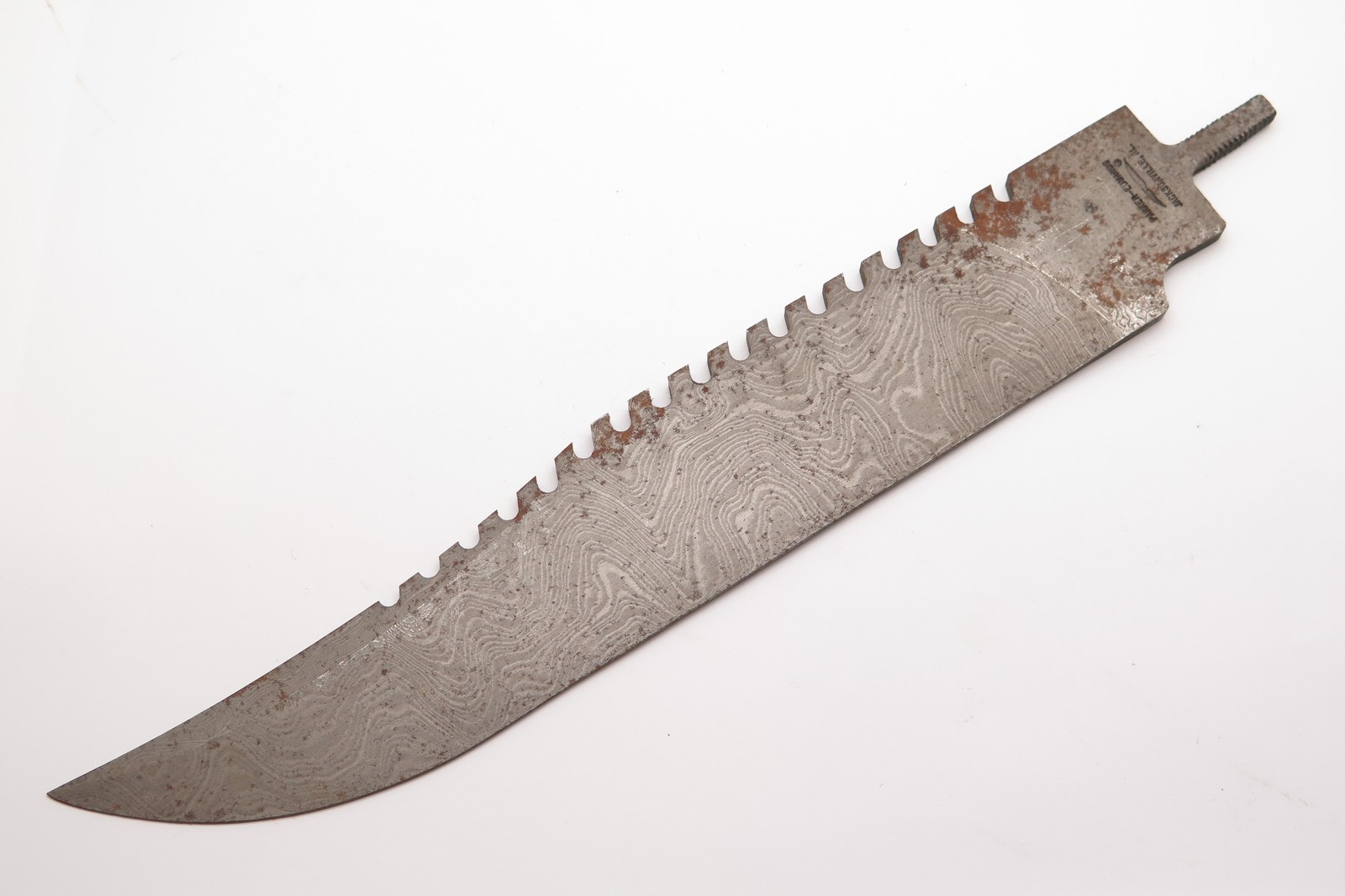Vintage 1986 Parker Edwards USA Fixed Damascus Bowie Knife Blade Blank #7 Vintage 1986 Parker Edwards USA Fixed Damascus Bowie Knife Blade Blank #7