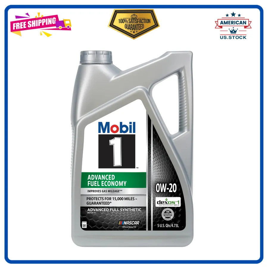 Mobil 1 Advanced Fuel Economy Full Synthetic Motor Oil 0W-20, 5 Quart
