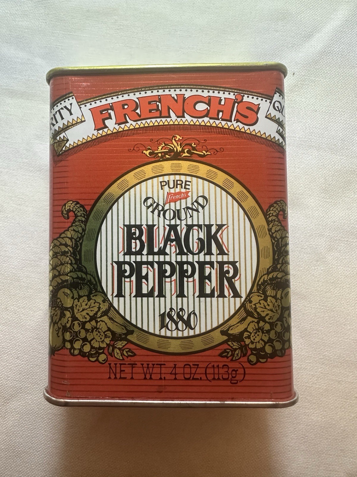 VTG French\'s Black Pepper Spice Tin COIN BANK Promotion Advertising Rochester NY