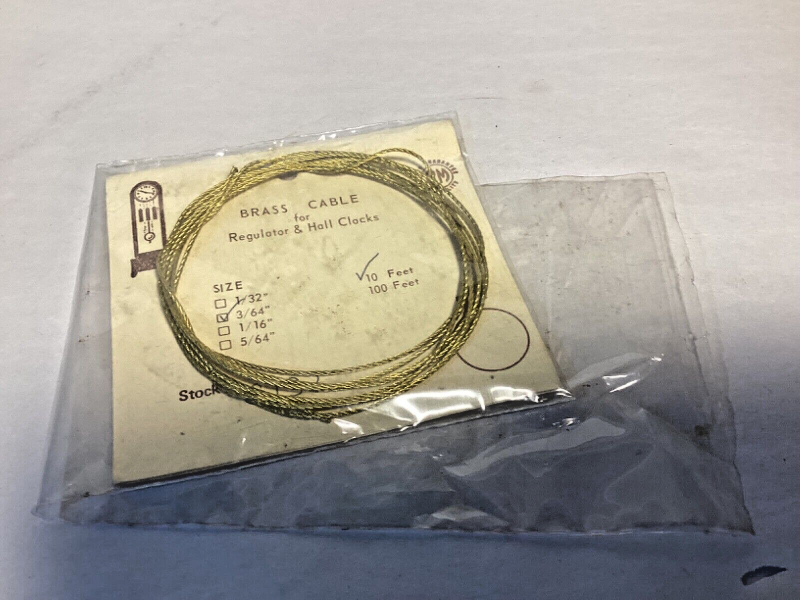 Vintage NOS PM brass cable 3/64” 10ft clock repair restore part