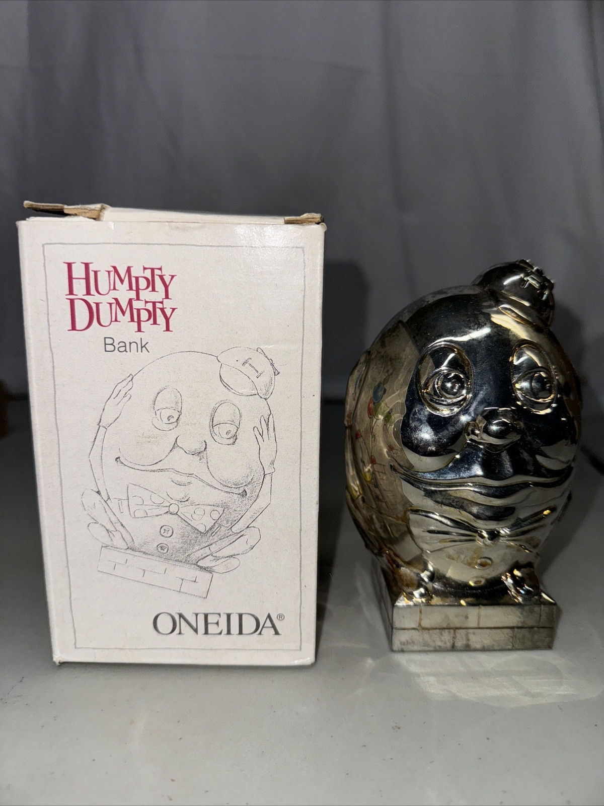 Heavy Oneida Silverplate Humpty Dumpty Bank 5 5/8\