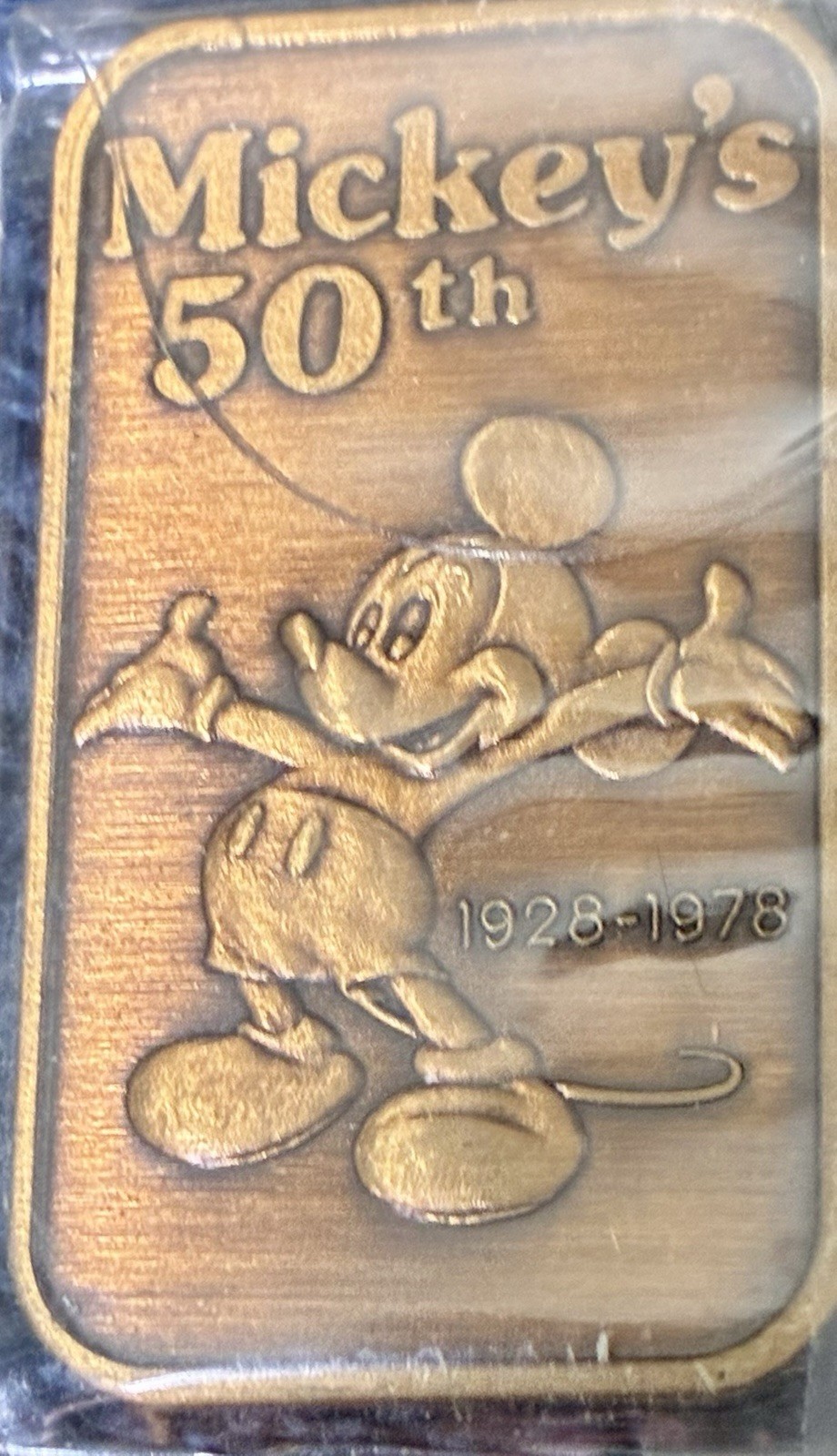 Vintage Mickey's 50th Anniversary Commemorative Bar/Medallion 1928-1978