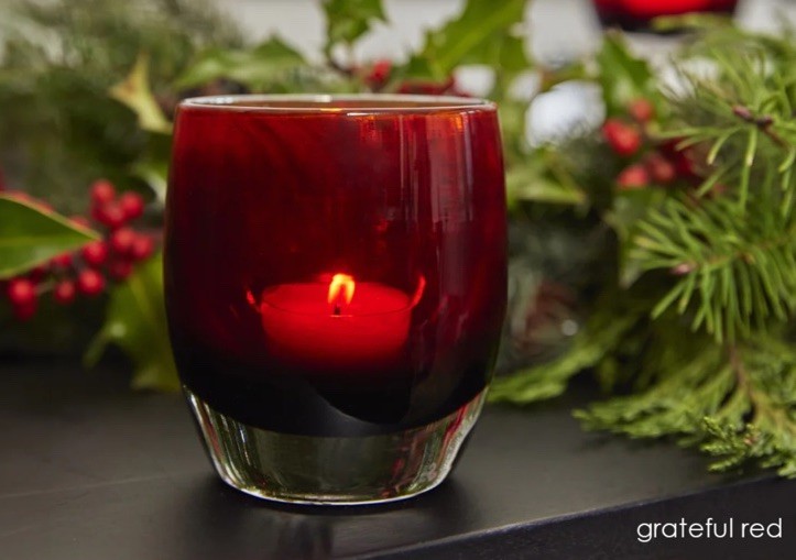 Glassybaby GRATEFUL RED Glass Votive Holder Dark Red Pre-Triskelion
