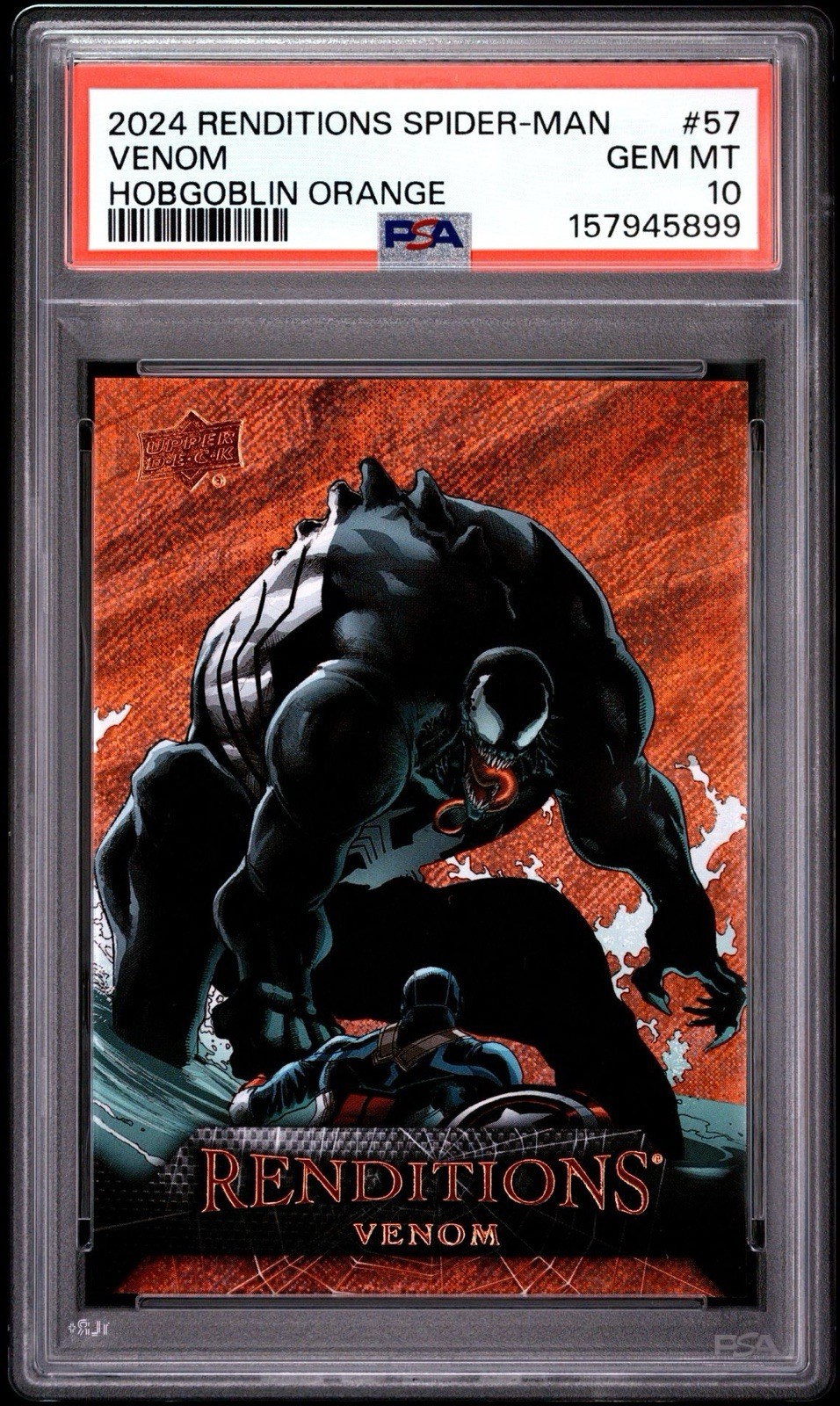 2024 UPPER DECK MARVEL RENDITIONS SPIDER-MAN #57 VENOM HOBGOBLIN ORANGE PSA 10