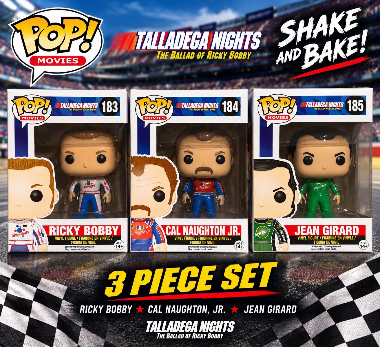 Funko Pop Talladega Nights Complete Set 3 Ricky Bobby Cal Jean Girard 2015 Funko Pop Talladega Nights Complete Set 3 Ricky Bobby Cal Jean Girard 2015