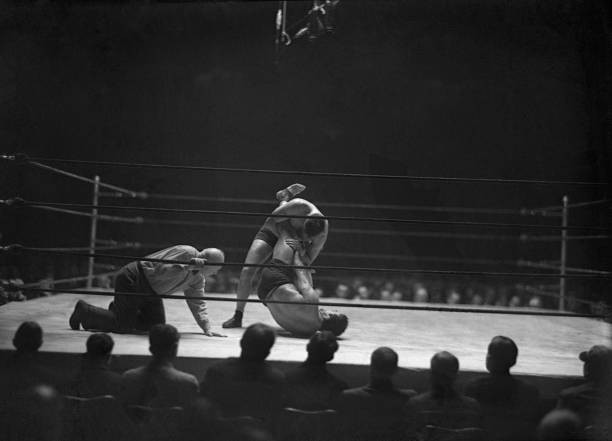 Jimmy Mc Millen standing trying to pin Londos shoulders to man wit- Old Photo