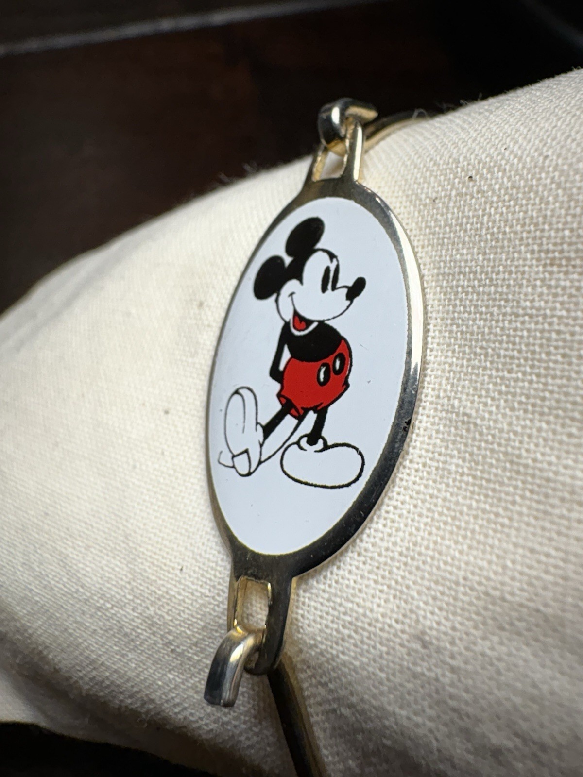 1930s Pie-Eyed Mickey Mouse Bracelet ©WDP Hook Clasp Enamel 6g RARE Disney