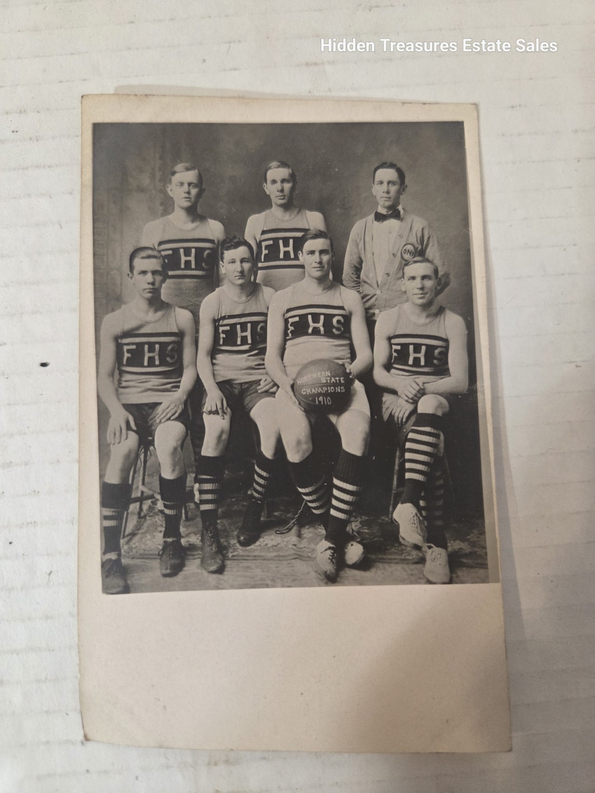 1910 Northern State Champions RPPC Fremont MI FHS Basketball Team. Named