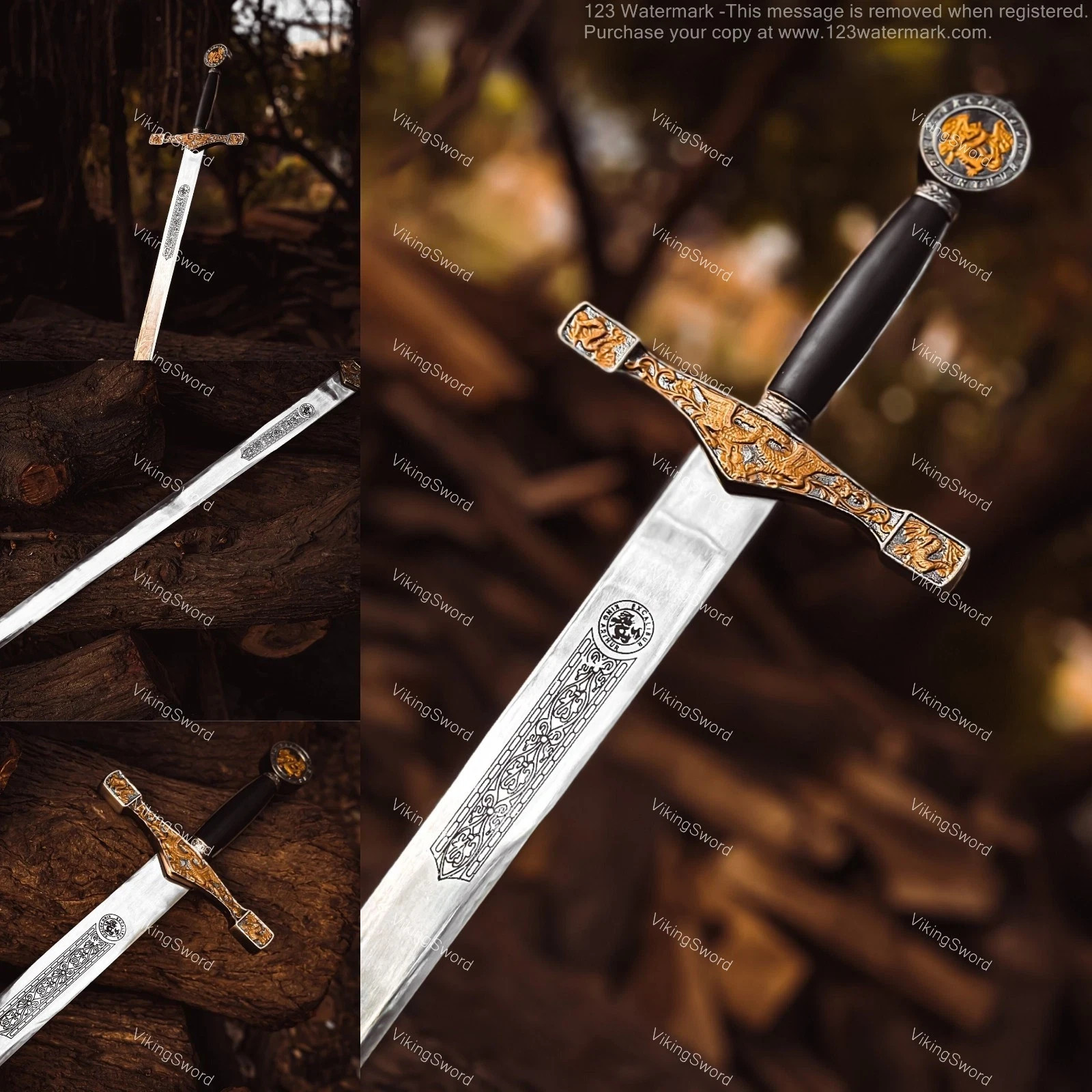 King Arthur Excalibur Sword Medieval Warrior Carbon Steel Battle Gift Medieval